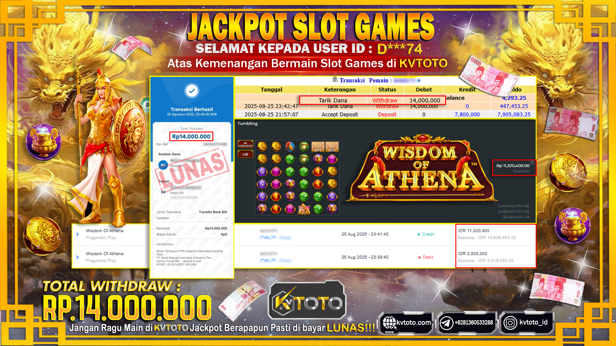 ✨ JACKPOT Di SLOT WISDOM OF ATHENA ✨