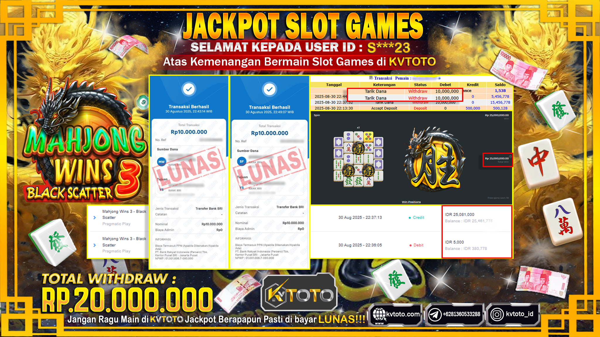 ✨ JACKPOT Di SLOT MAHJONG WINS 3 - BLACK SCATTER ✨
