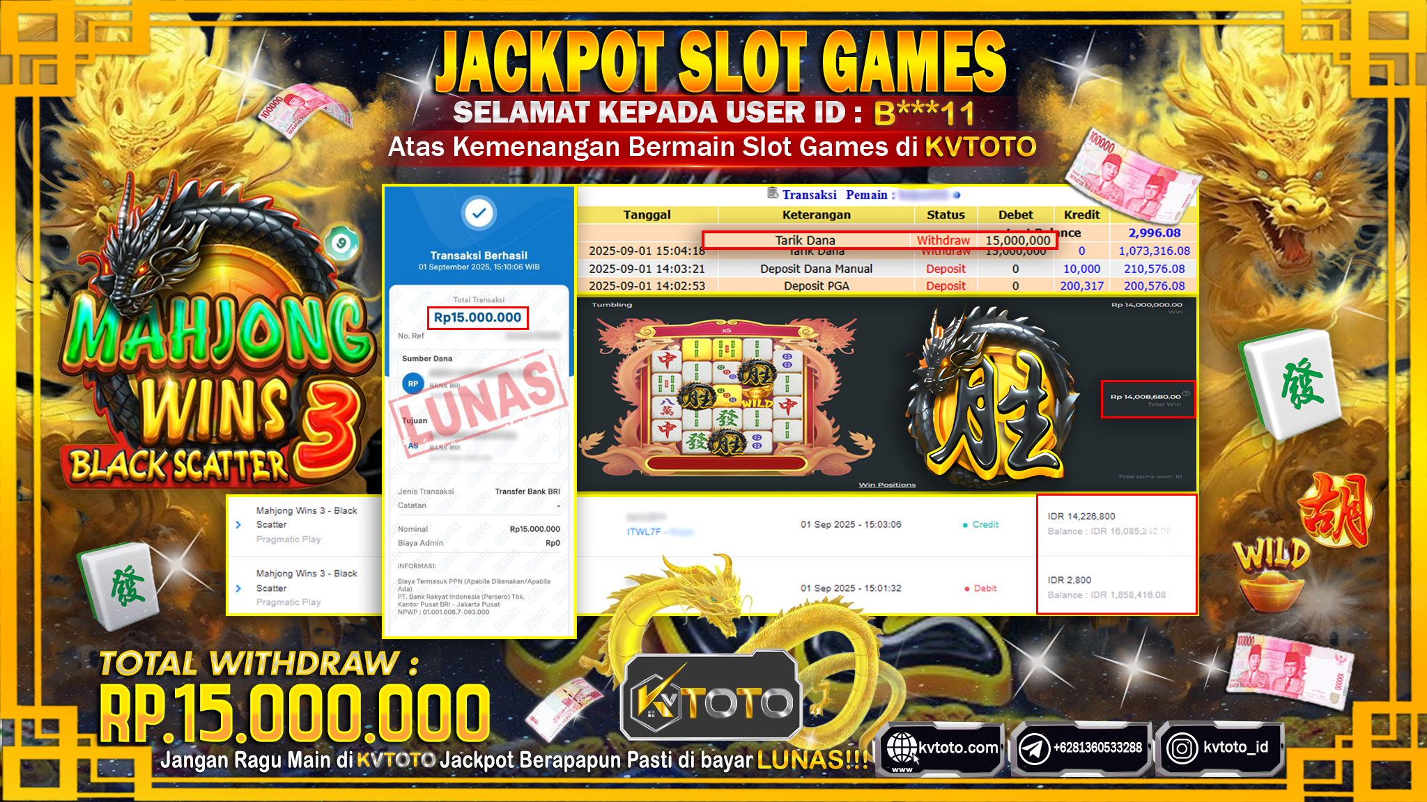 ✨ JACKPOT Di SLOT MAHJONG WINS 3 - BLACK SCATTER ✨