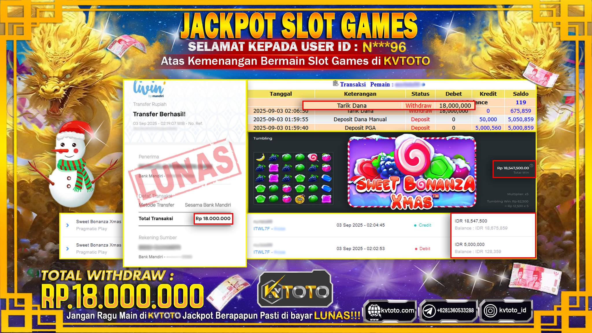 ✨ JACKPOT Di SLOT SWEET BONANZA XMAS ✨