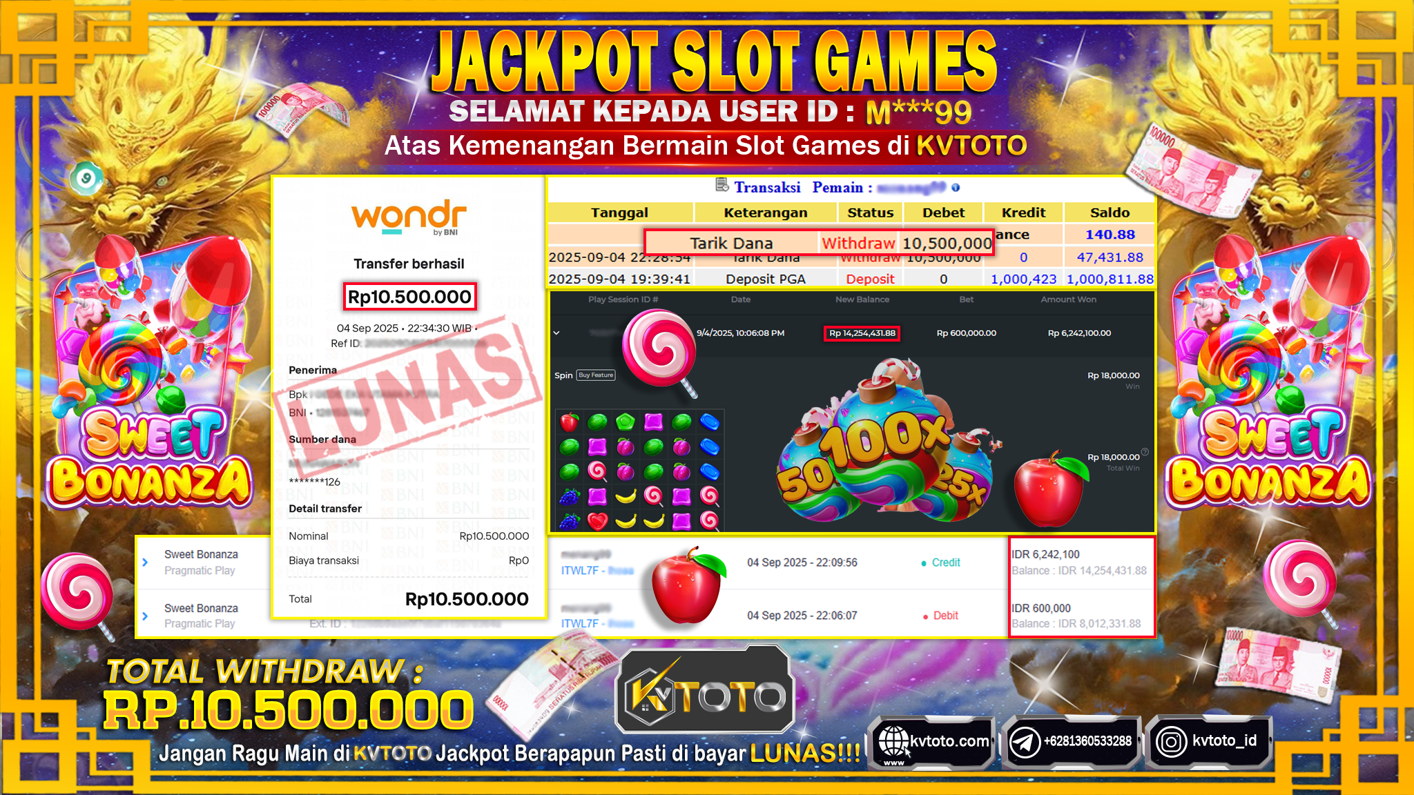 ✨ JACKPOT Di SLOT SWEET BONANZA✨