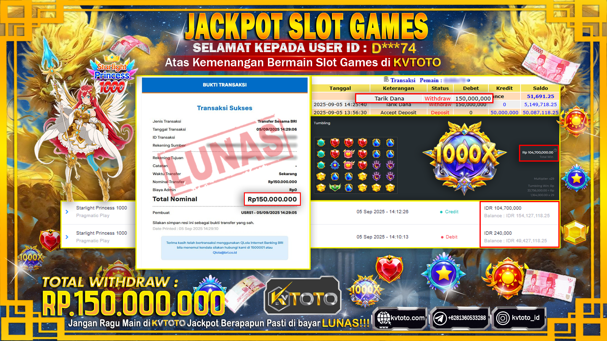 ✨ JACKPOT Di SLOT STARLIGHT PRINCESS 1000 ✨