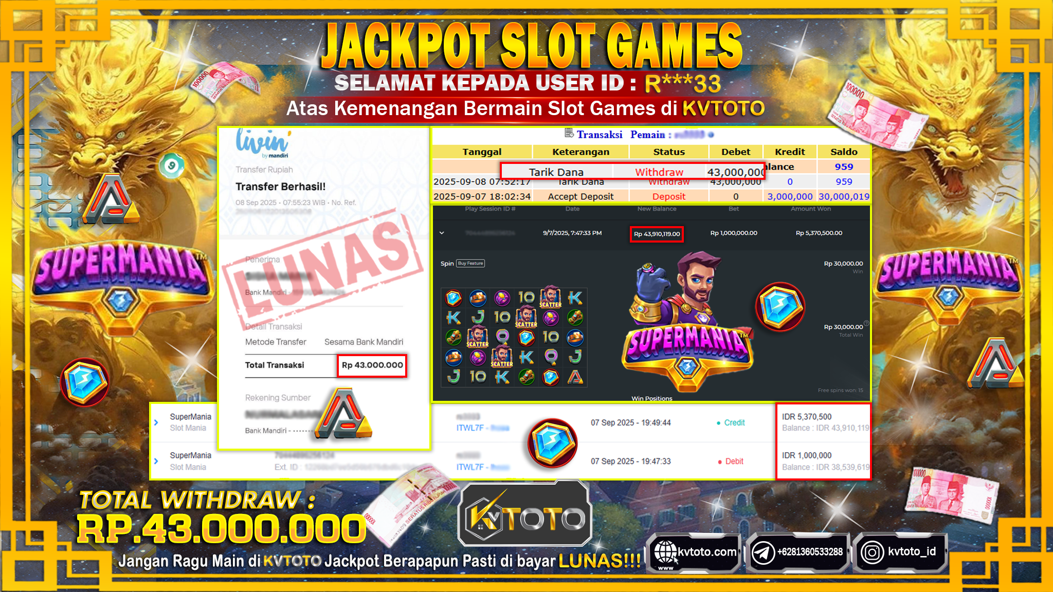 ✨ JACKPOT Di SLOT SUPERMANIA✨