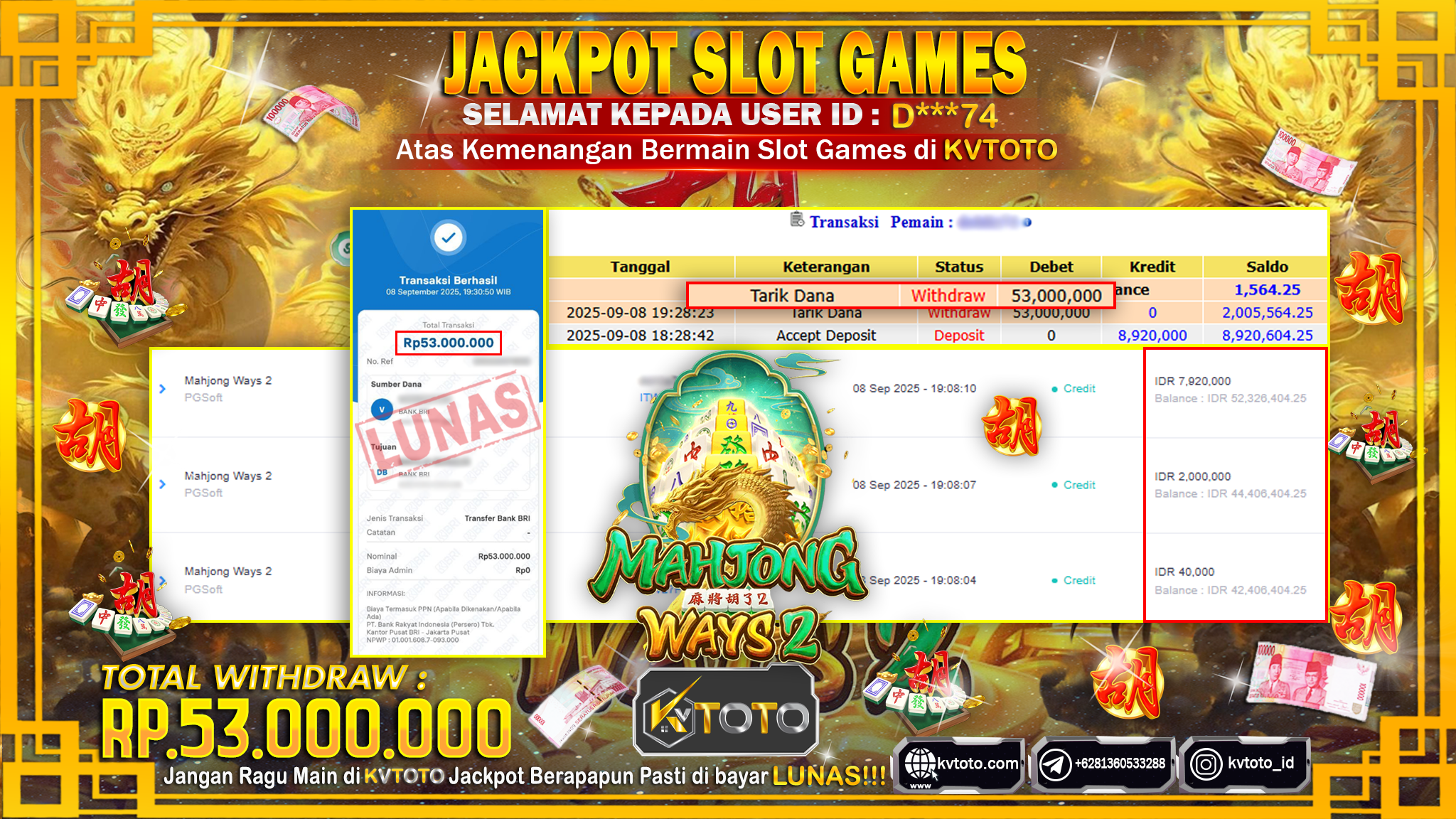 ✨ JACKPOT Di SLOT MAHJONG WAYS 2 ✨