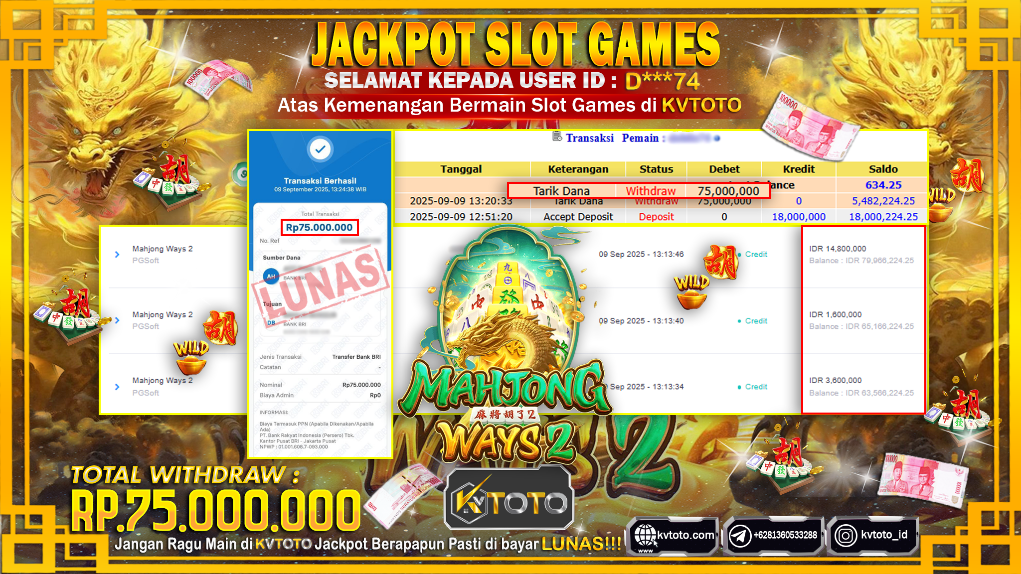 ✨ JACKPOT Di SLOT MAHJONG WAYS 2 ✨