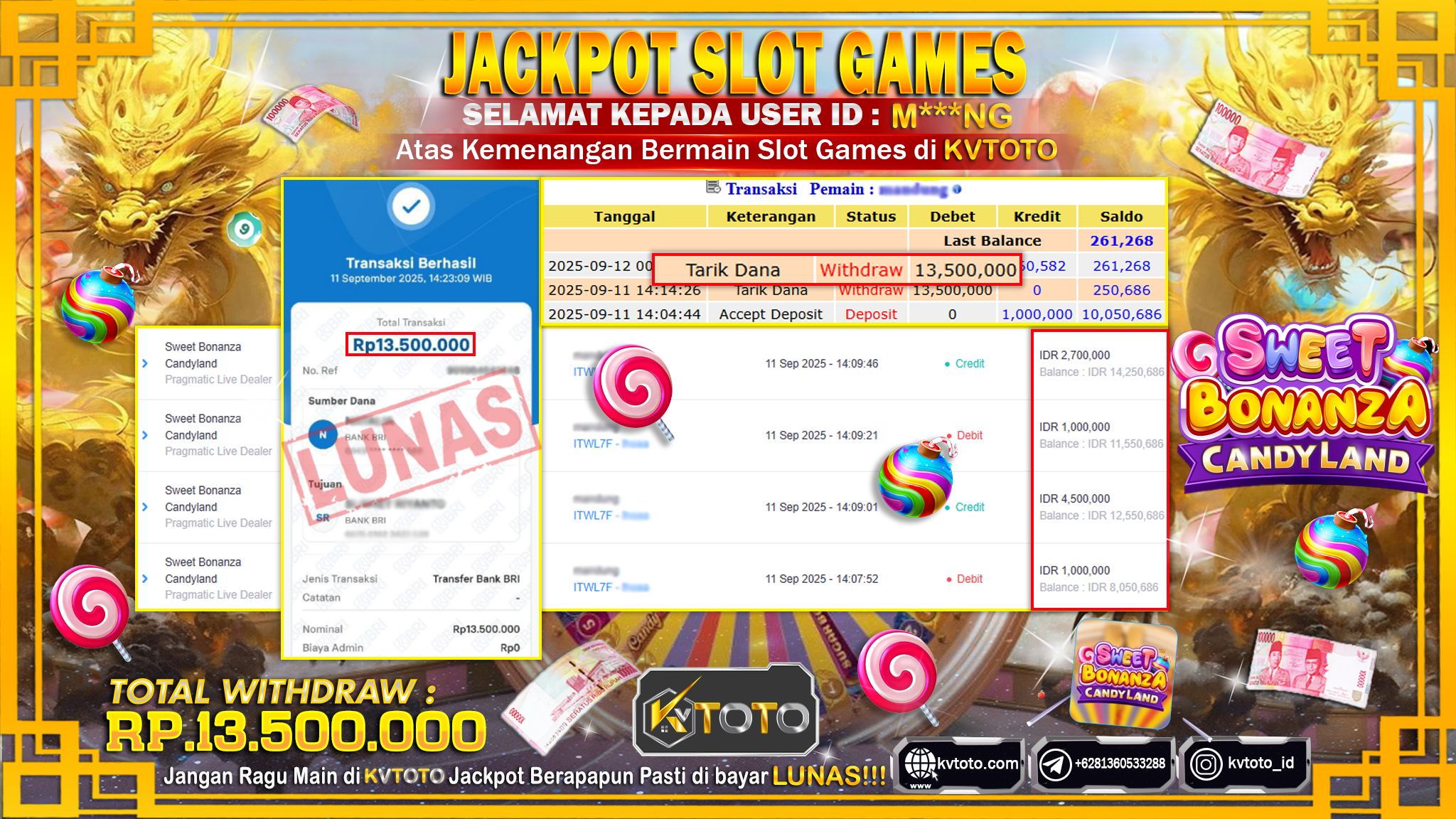 ✨ JACKPOT Di SLOT SWEET BONANZA CANDYLAND✨