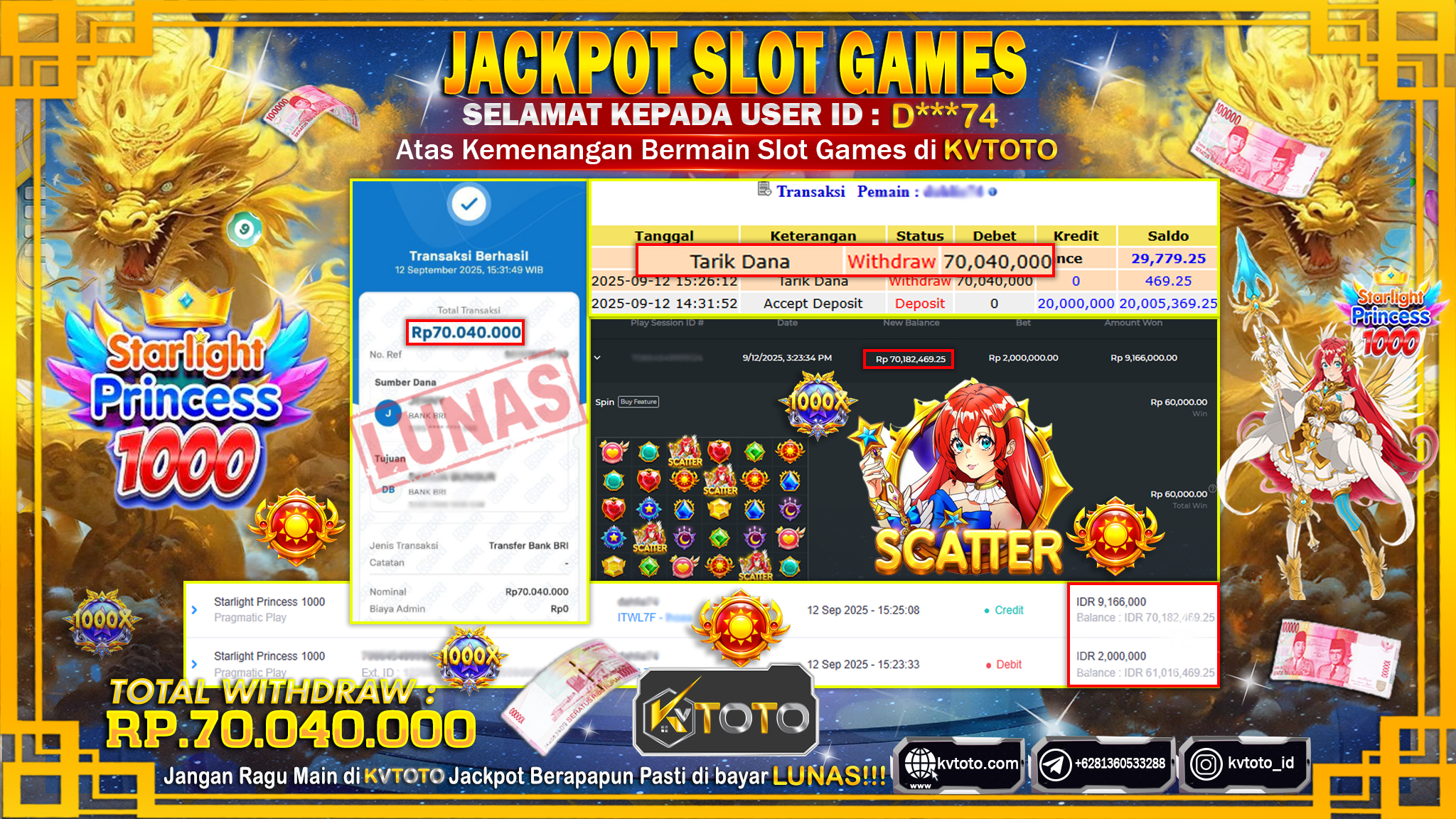 ✨ JACKPOT Di SLOT STARLIGHT PRINCESS 1000✨