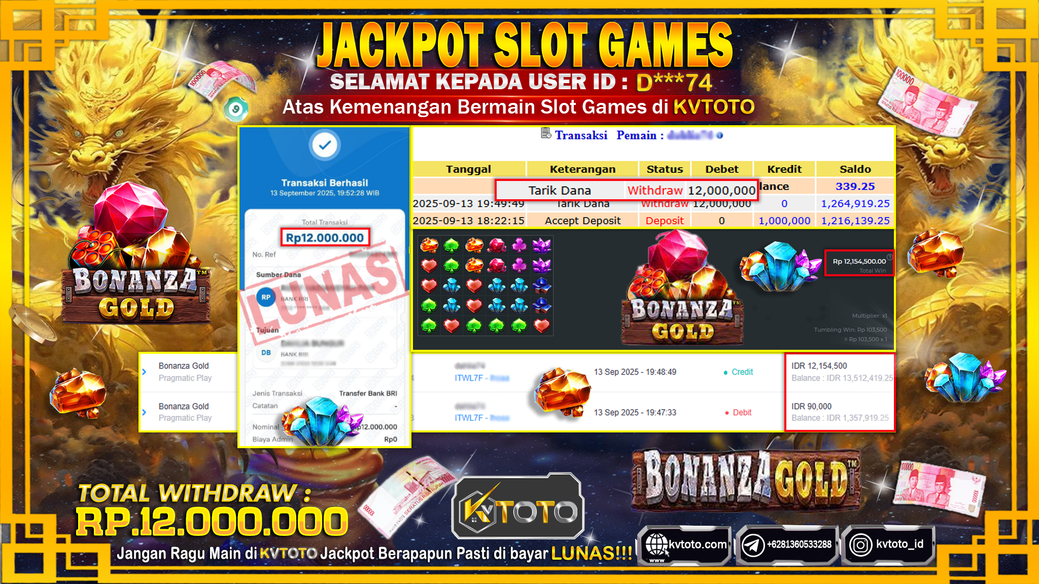 ✨ JACKPOT Di SLOT BONANZA GOLD✨