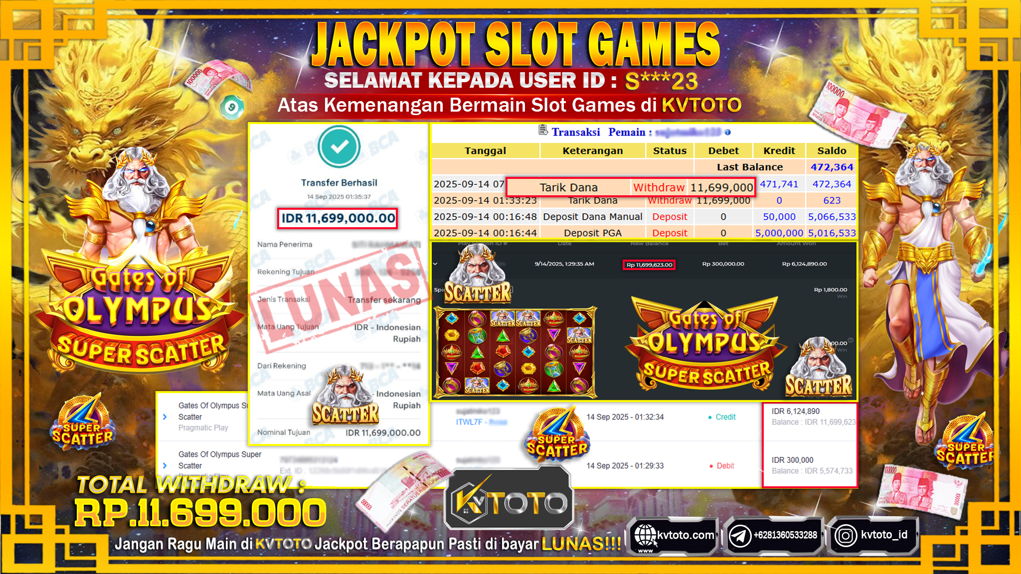 ✨ JACKPOT Di SLOT GATES OF OLYMPUS SUPER SCATTER✨