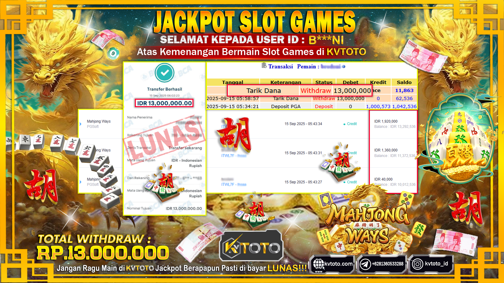 ✨ JACKPOT Di SLOT MAHJONG WAYS ✨