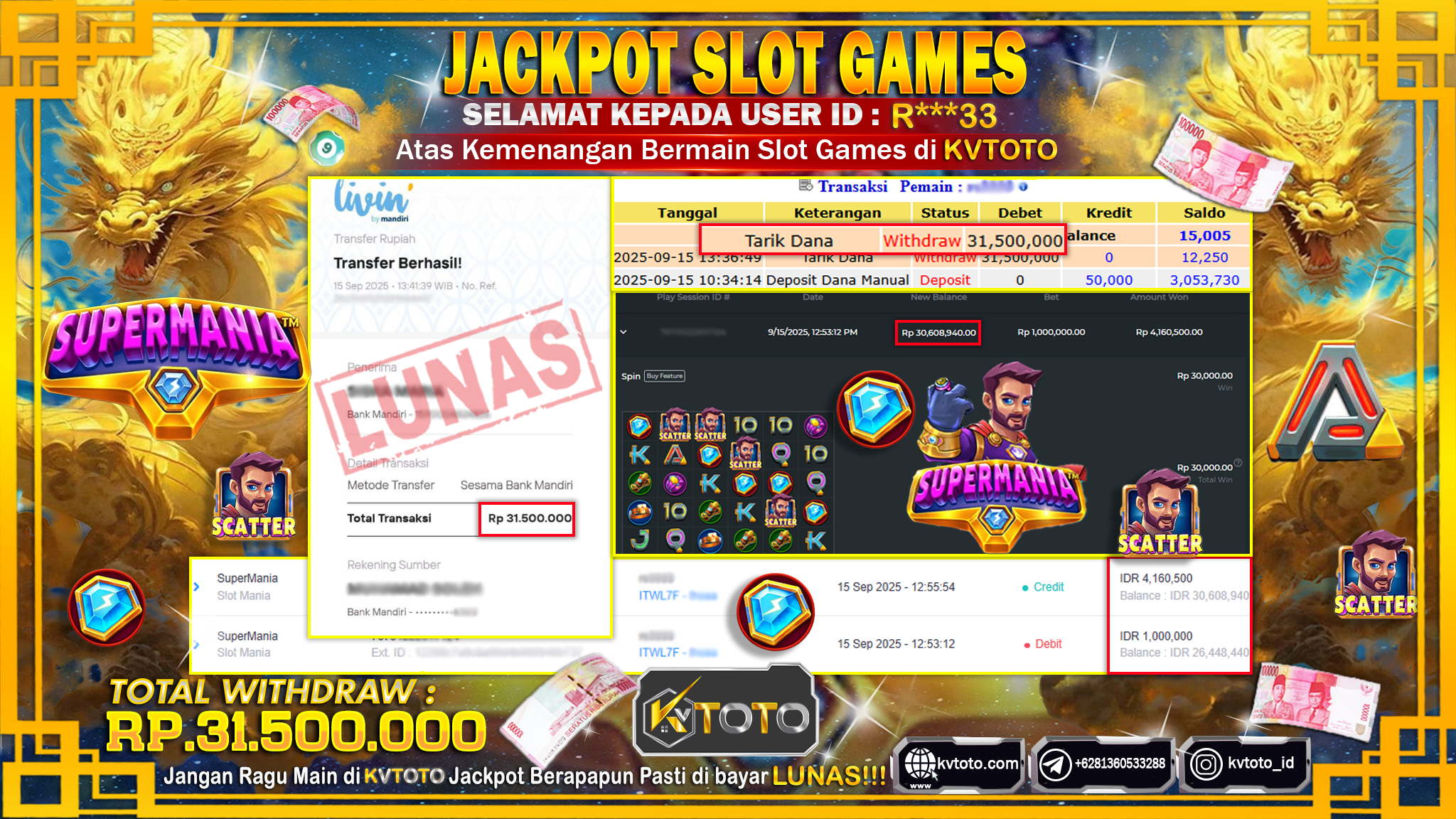 ✨ JACKPOT Di SLOT SUPERMANIA✨