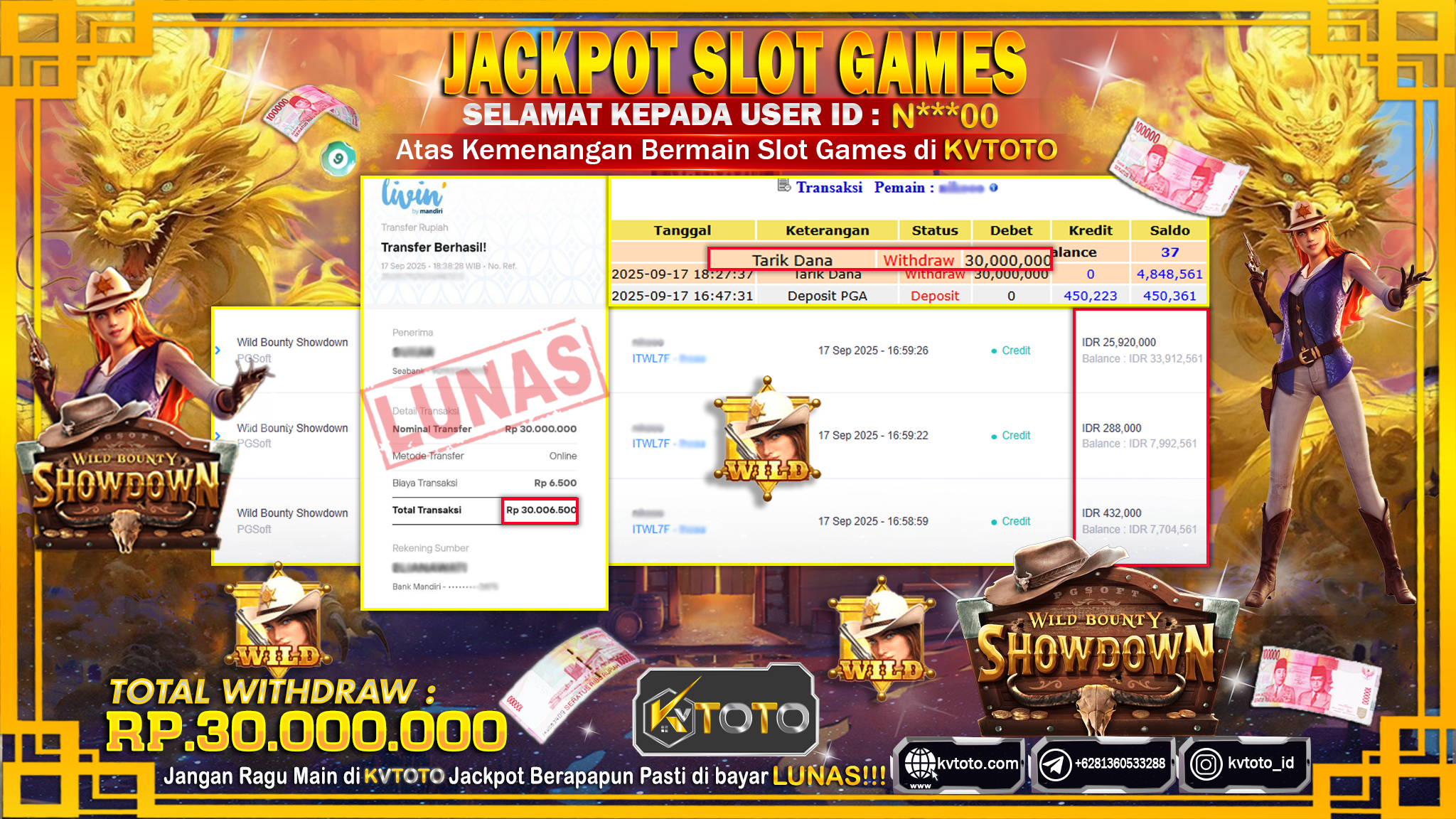 ✨ JACKPOT Di SLOT WILD BOUNTY SHOWDOWN✨
