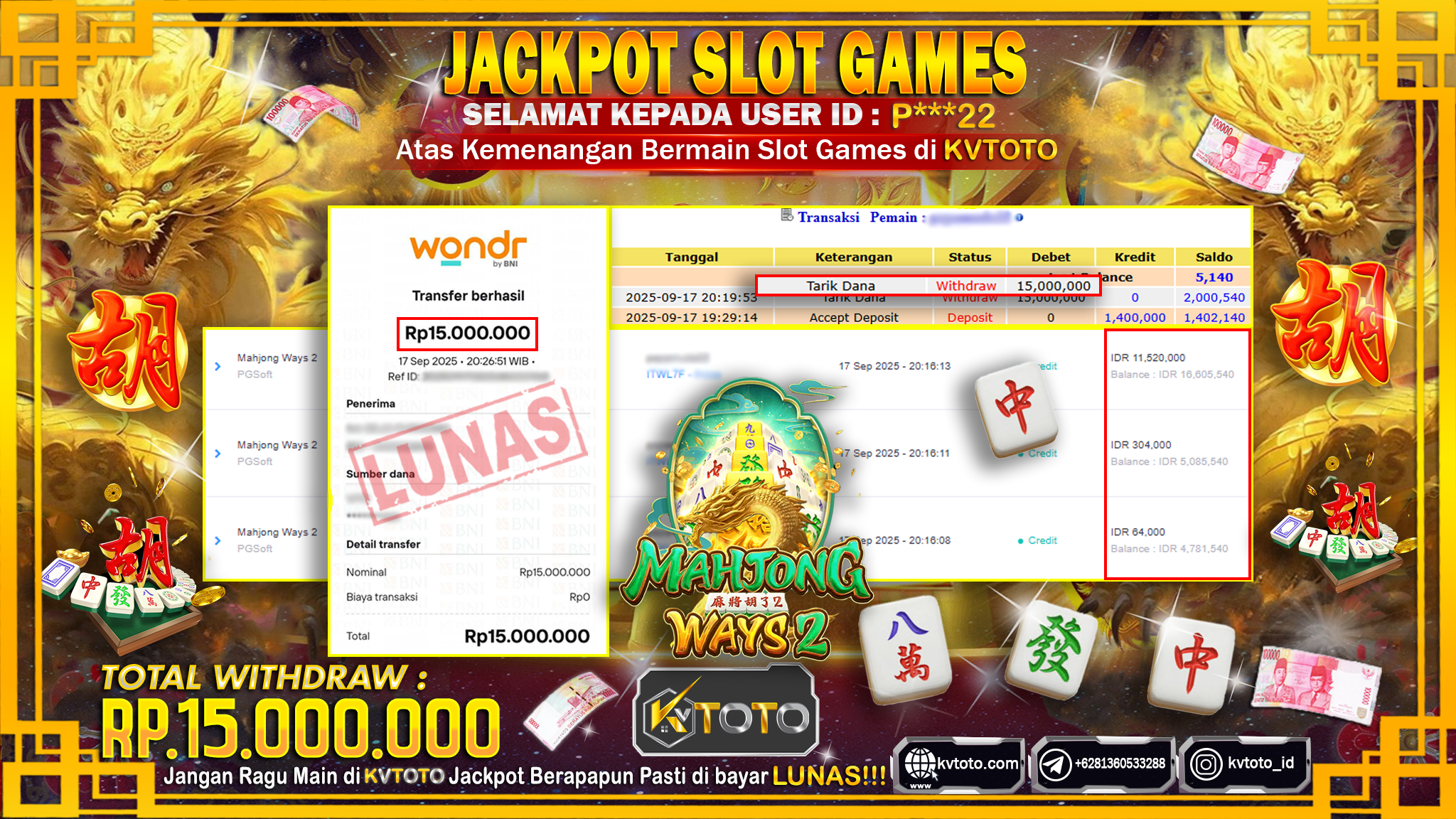 ✨ JACKPOT Di SLOT MAHJONG WAYS 2 ✨