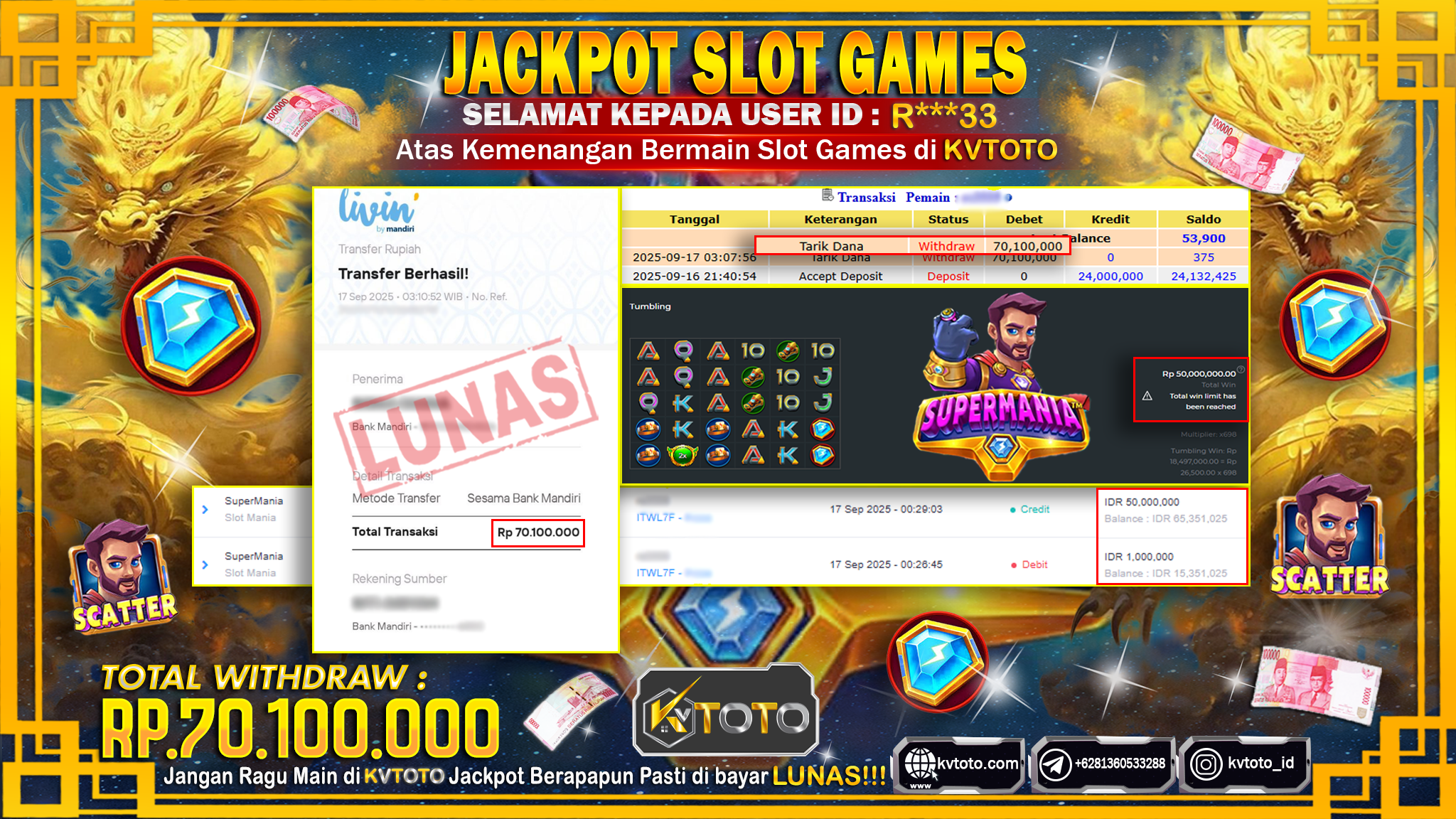 ✨ JACKPOT Di SLOT SUPERMANIA ✨