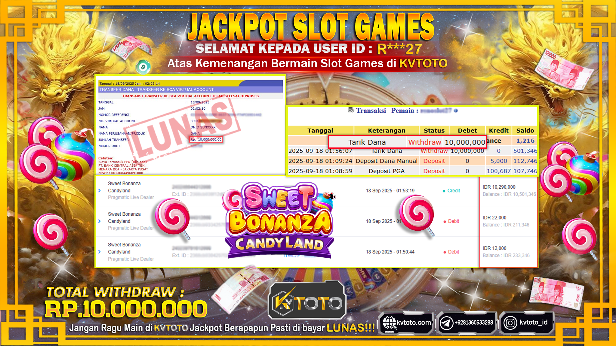 ✨ JACKPOT Di SWEET BONANZA CANDYLAND✨