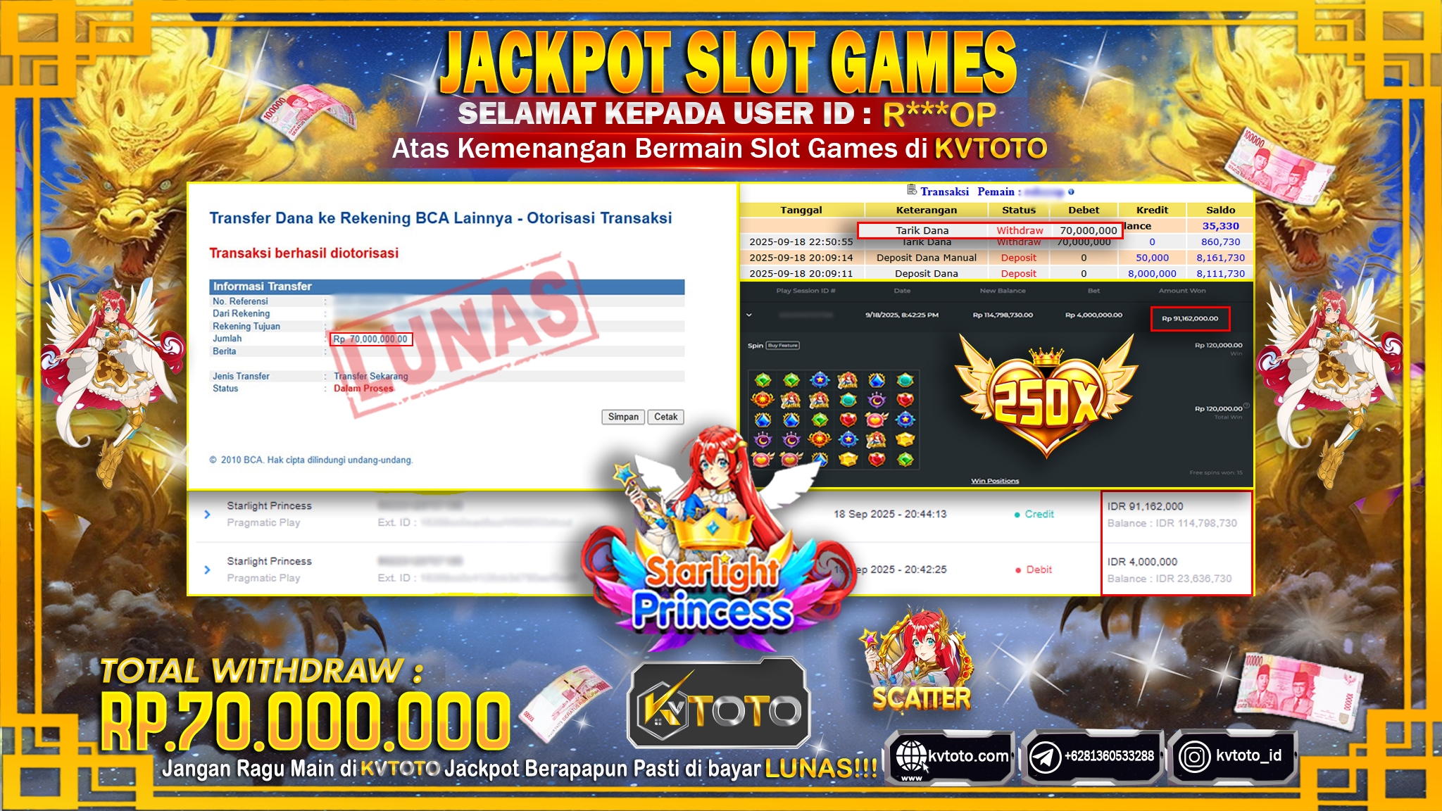 ✨ JACKPOT Di SLOT STARLIGHT PRINCESS ✨