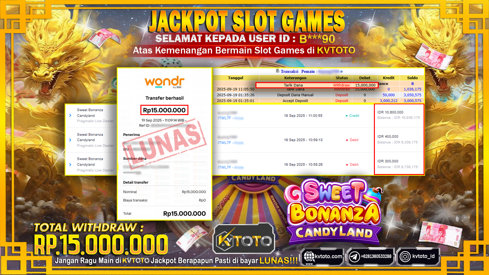 ✨ JACKPOT Di SWEET BONANZA CANDYLAND✨