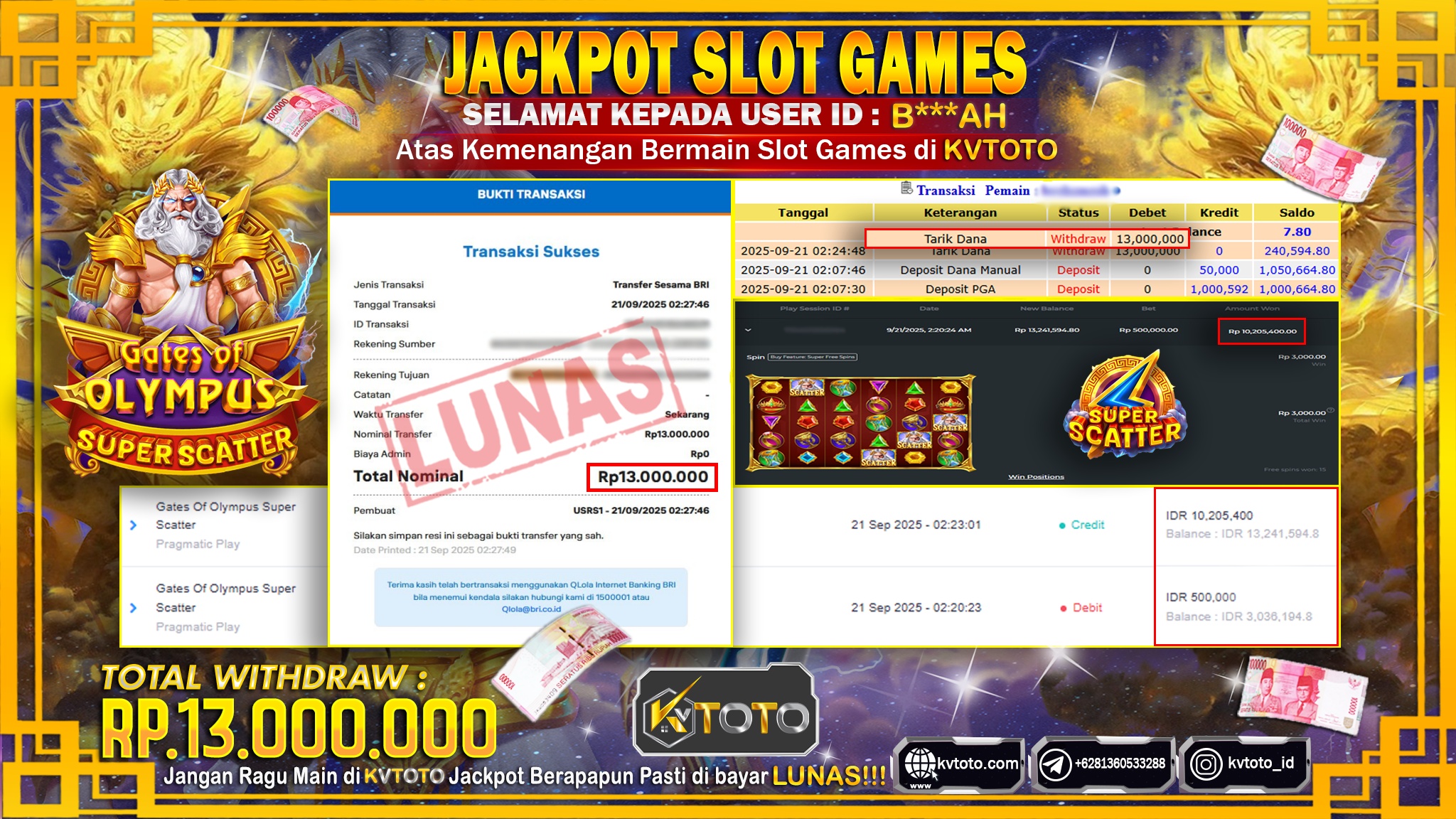 ✨ JACKPOT Di SLOT GATES OF OLYMPUS SUPER SCATTER✨