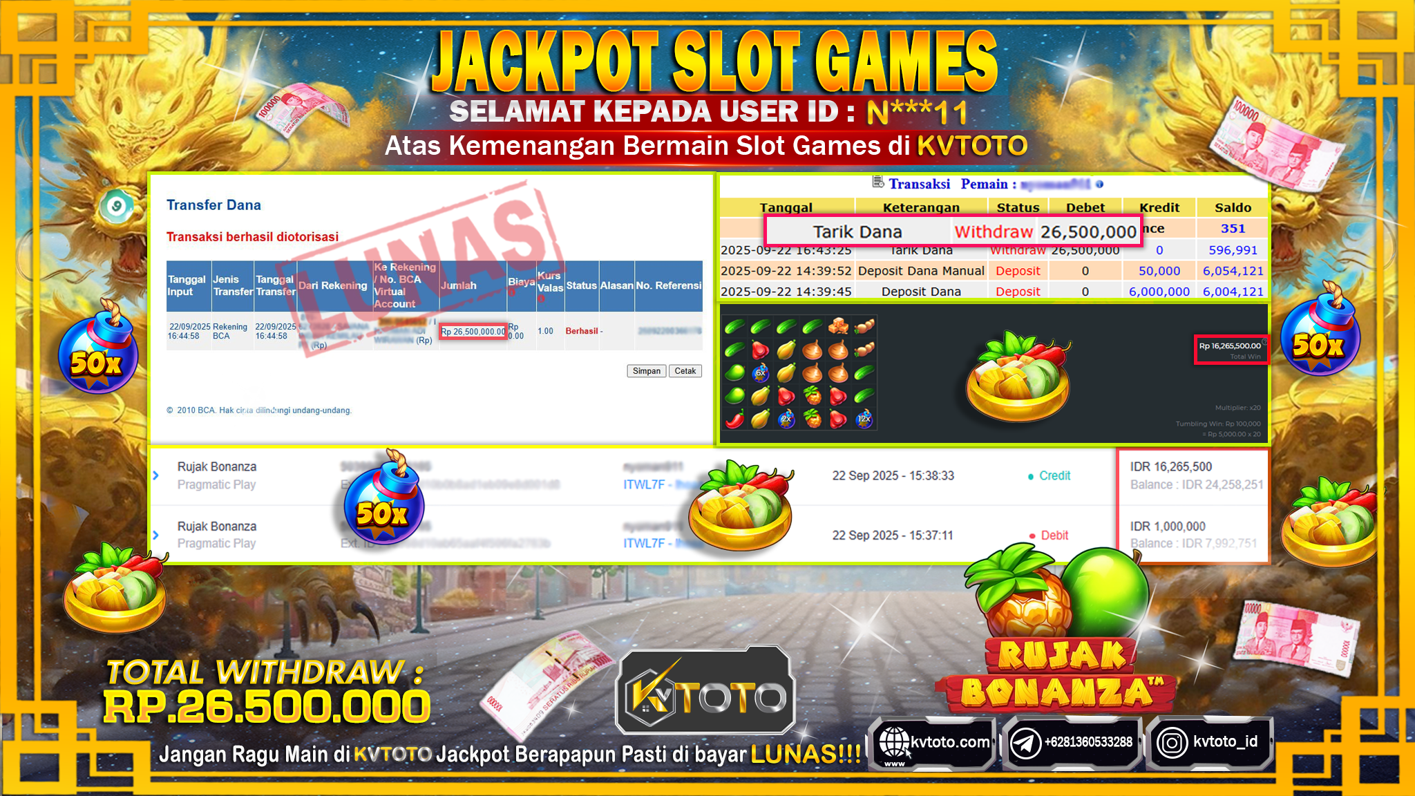 ✨ JACKPOT Di SLOT RUJAK BONANZA✨