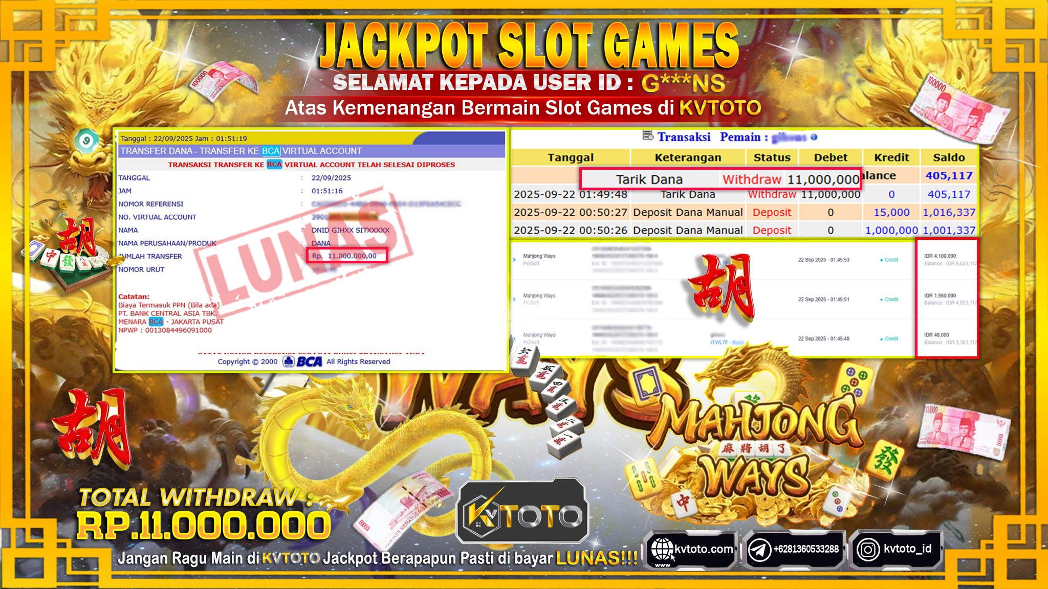 ✨ JACKPOT Di SLOT MAHJONG WAYS ✨