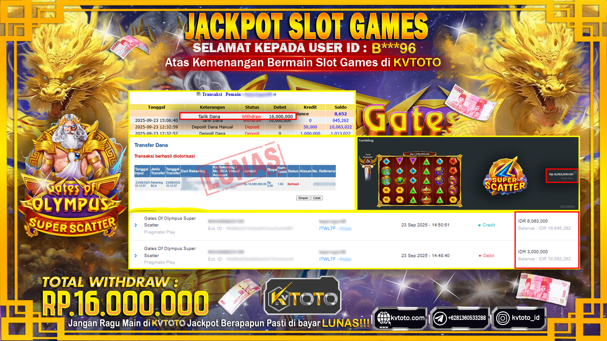 ✨ JACKPOT Di SLOT GATES OF OLYMPUS SUPER SCATTER✨