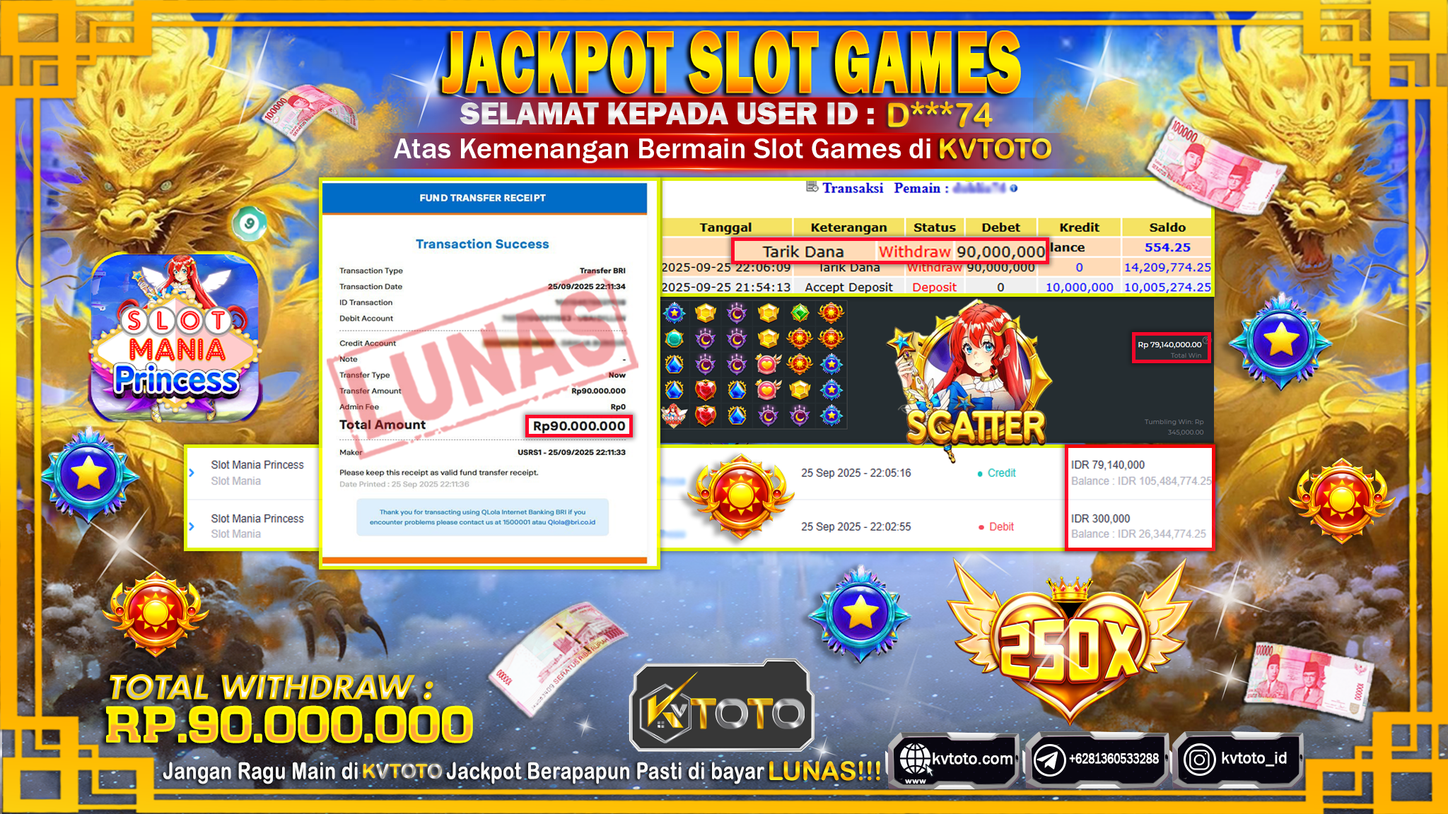 ✨ JACKPOT Di SLOT MANIA PRINCESS✨