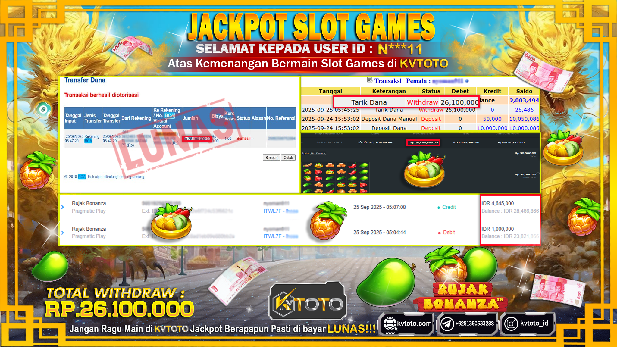 ✨ JACKPOT Di SLOT RUJAK BONANZA✨