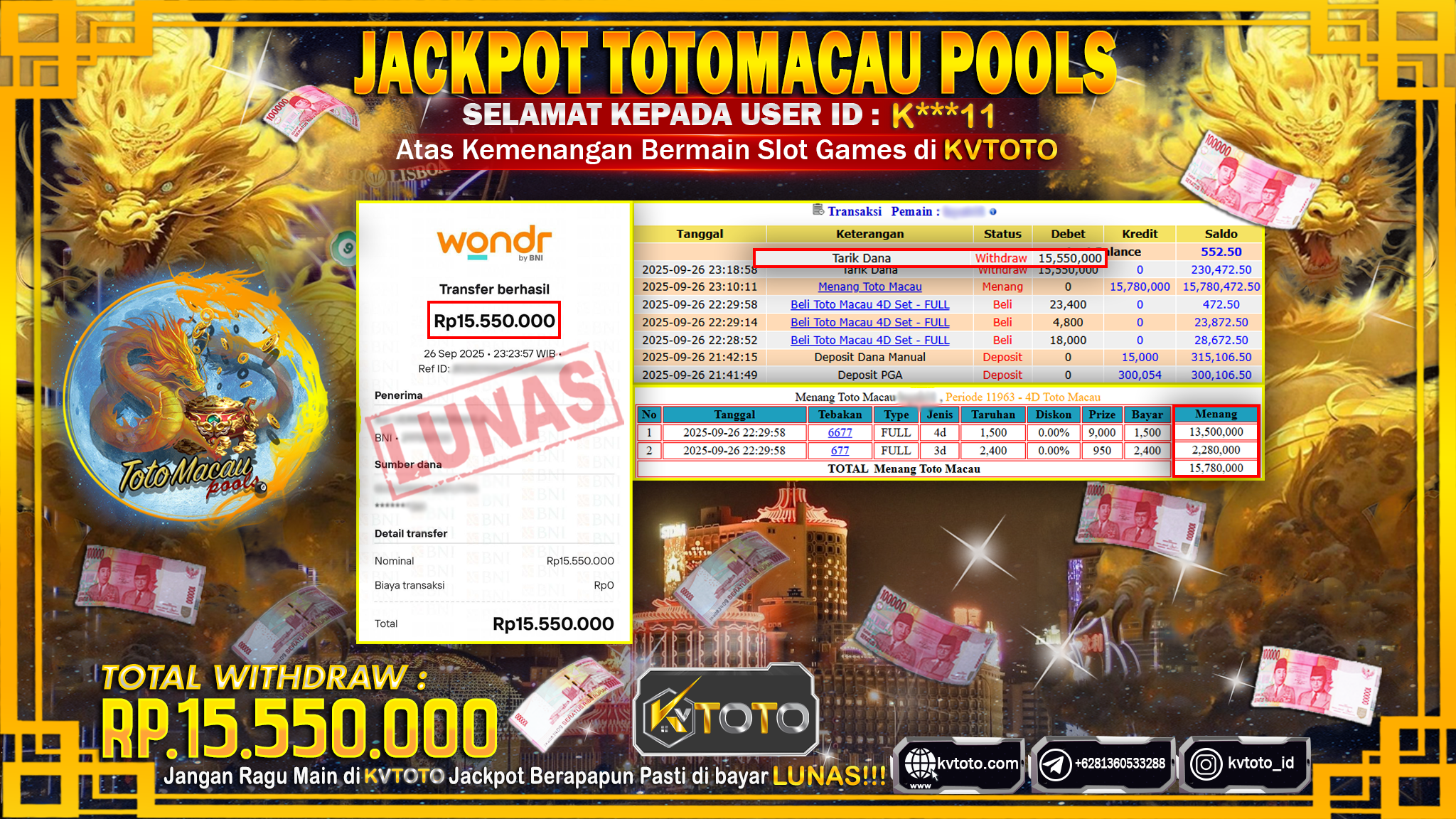 ✨ JACKPOT Di TOTOMACAU POOLS✨