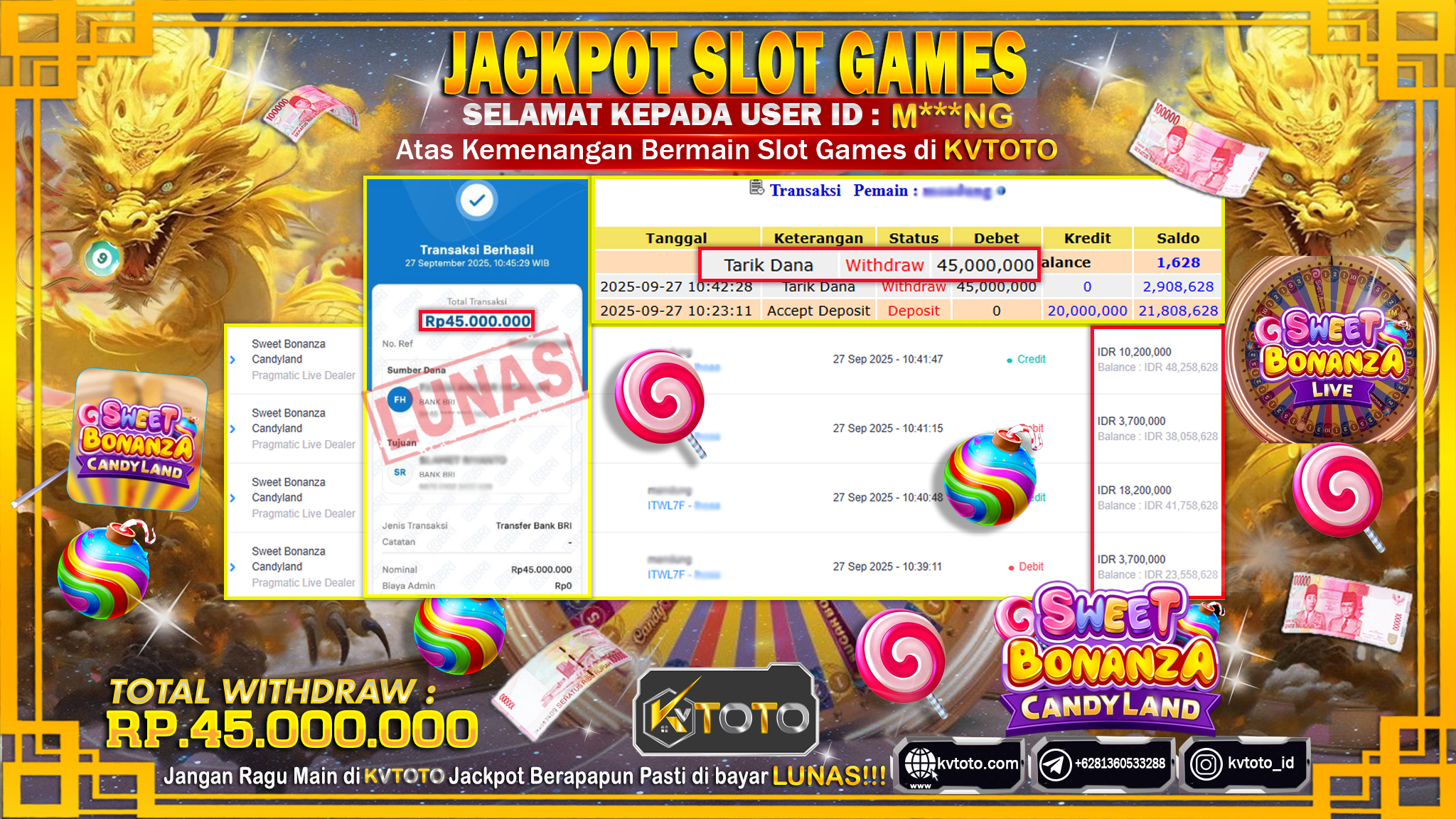 ✨ JACKPOT Di SWEET BONANZA CANDYLAND✨