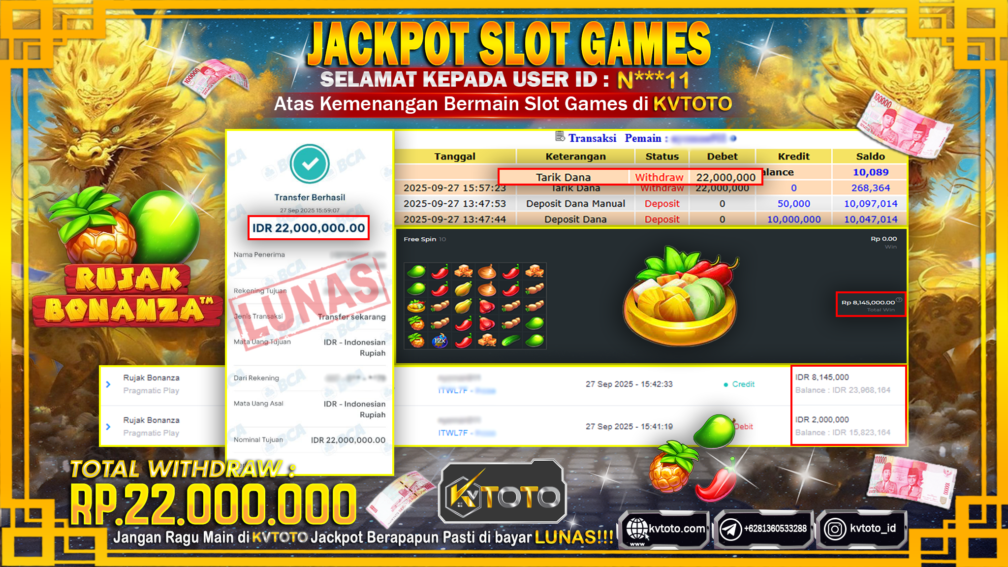 ✨ JACKPOT Di SLOT RUJAK BONANZA✨