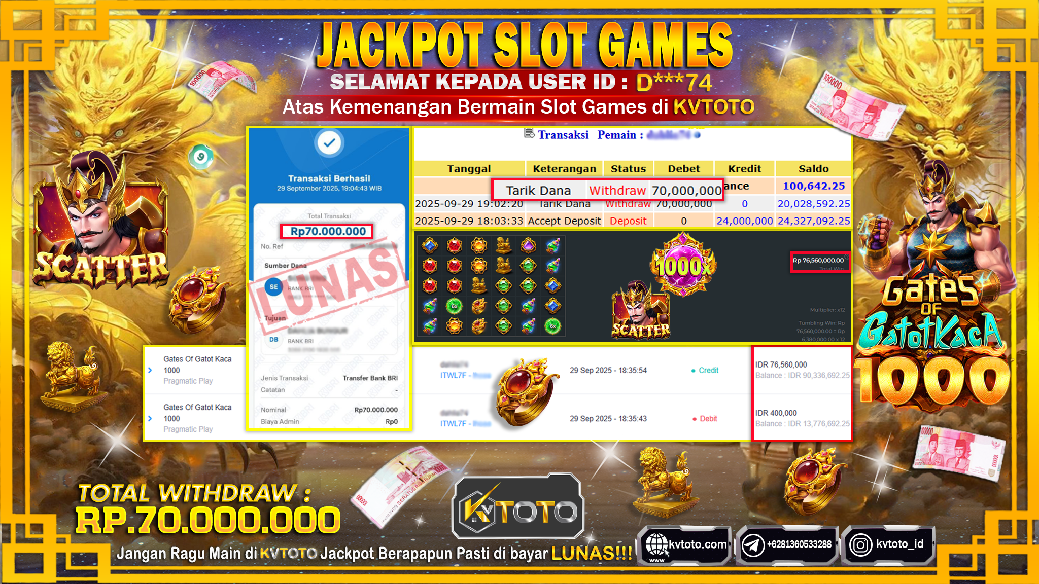 ✨ JACKPOT Di SLOT GATES OF GATOT KACA 1000✨