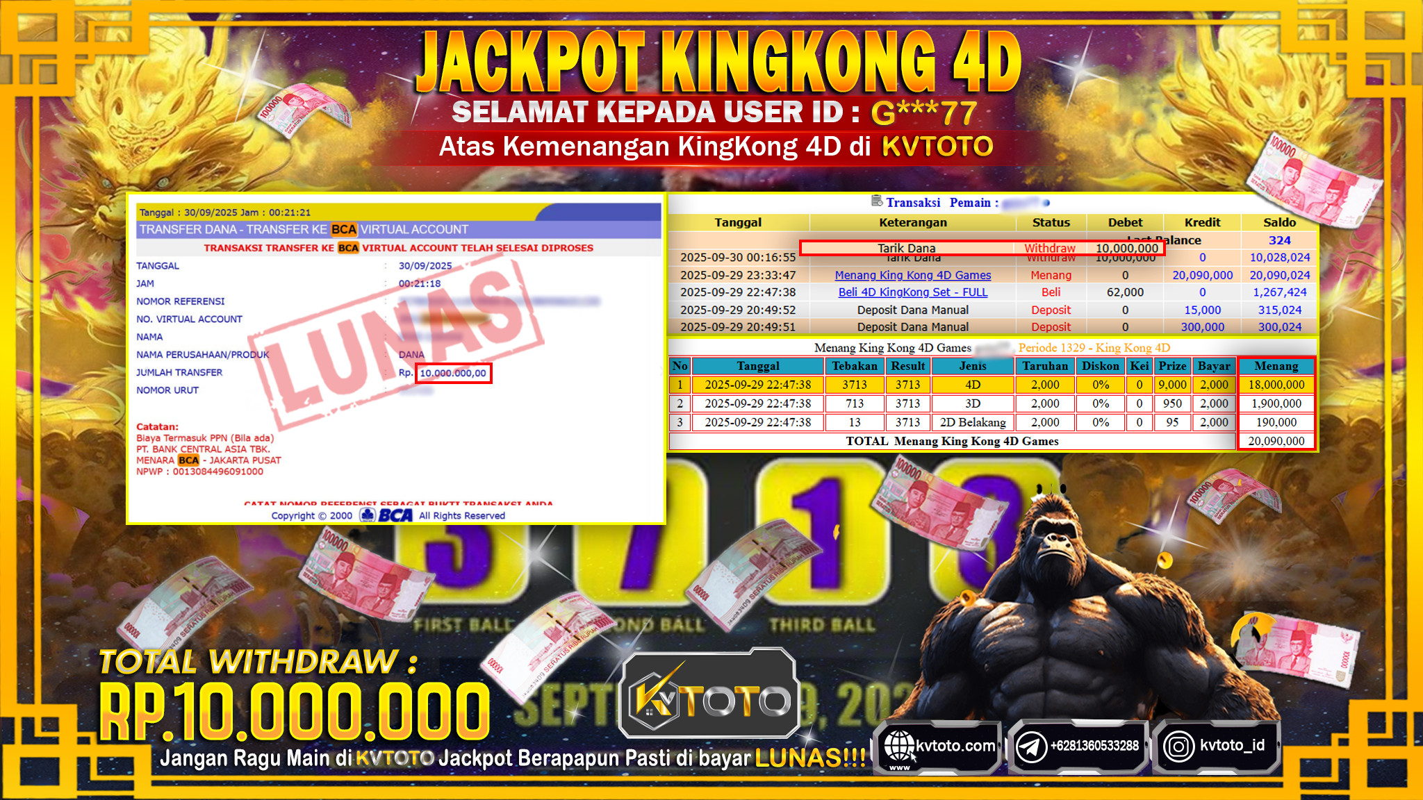 ✨ JACKPOT Di KINGKONG 4D✨