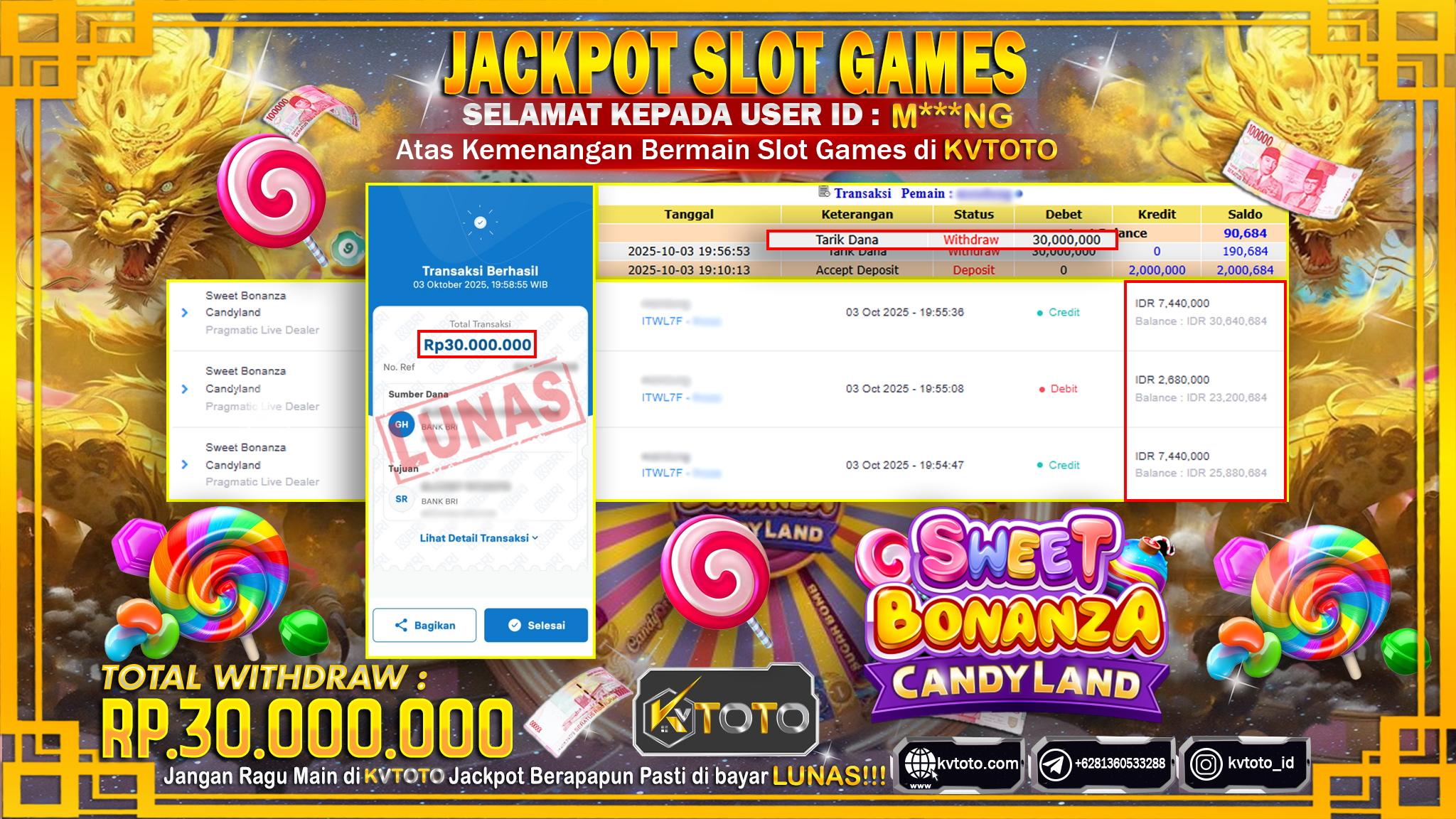 ✨ JACKPOT Di SWEET BONANZA CANDYLAND ✨