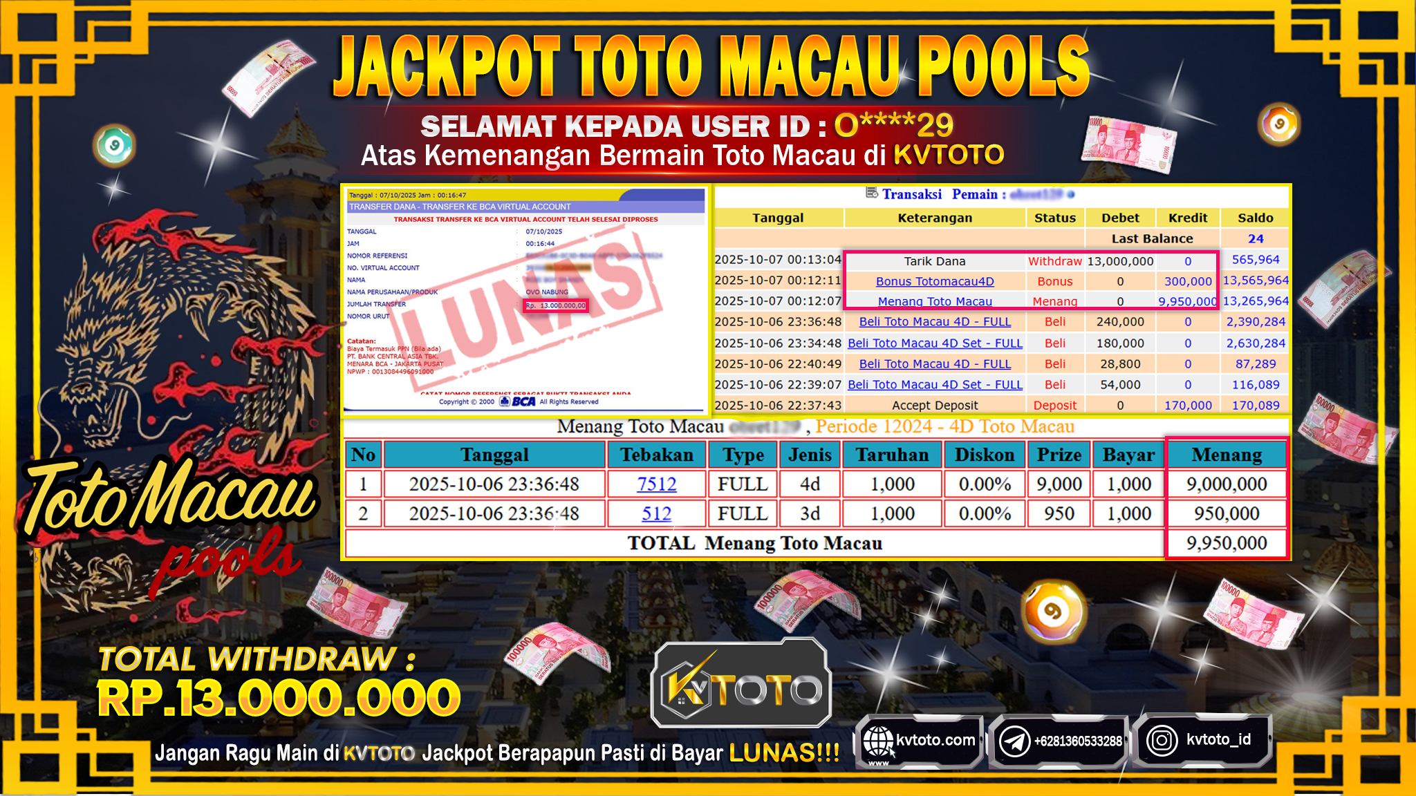 ✨ JACKPOT Di TOTO MACAU POOLS ✨
