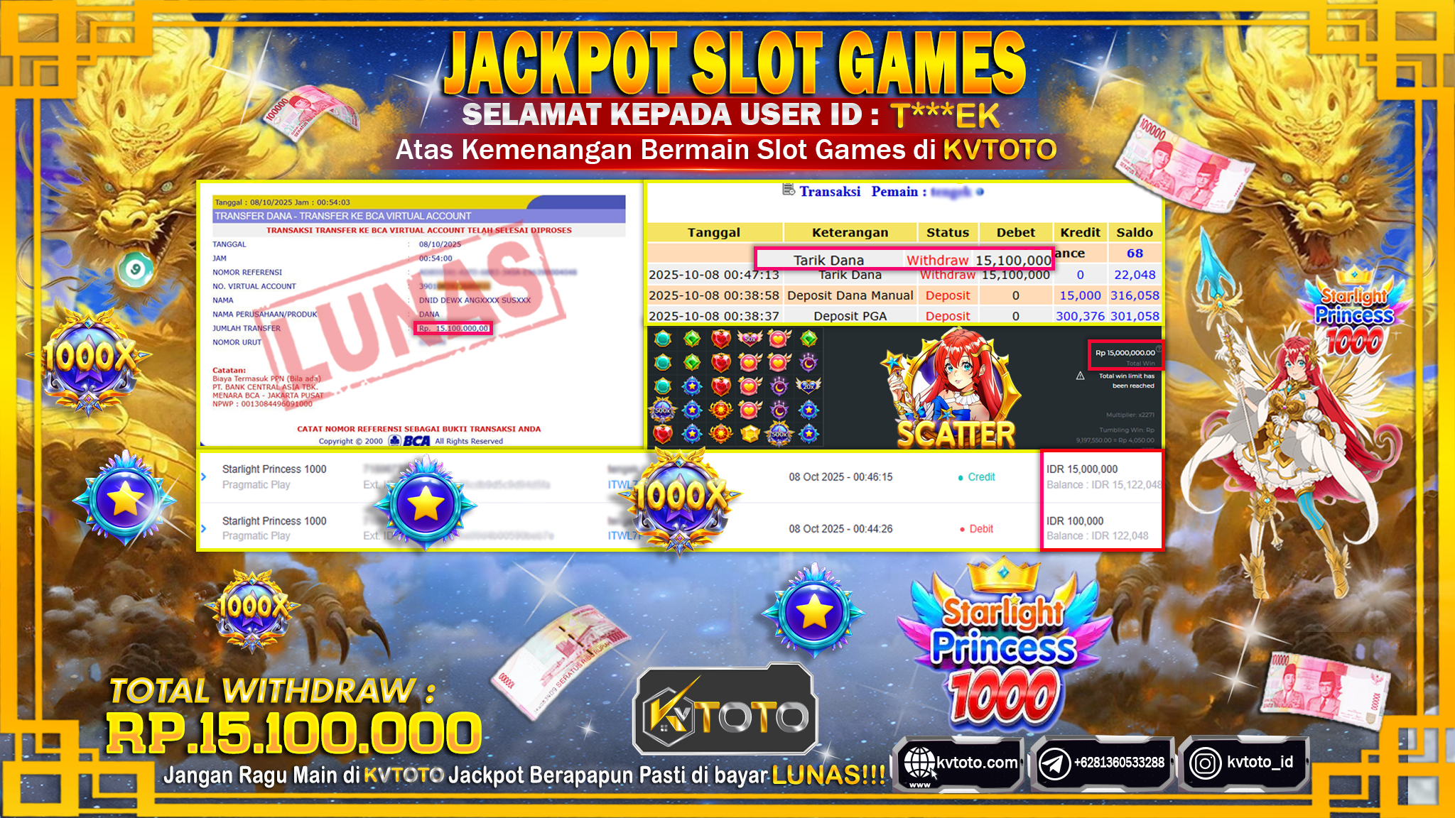 ✨ JACKPOT Di SLOT STARLIGHT PRINCESS 1000✨