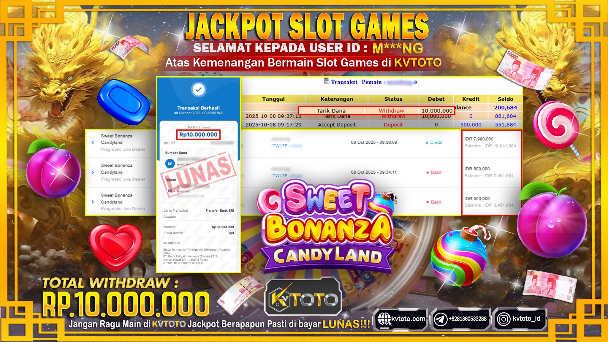 ✨ JACKPOT Di SWEET BONANZA CANDYLAND ✨