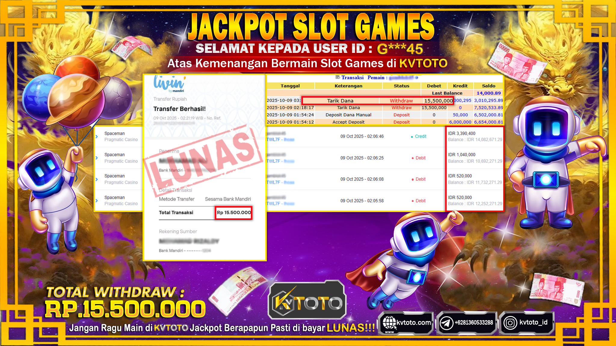 ✨ JACKPOT Di SPACEMAN✨