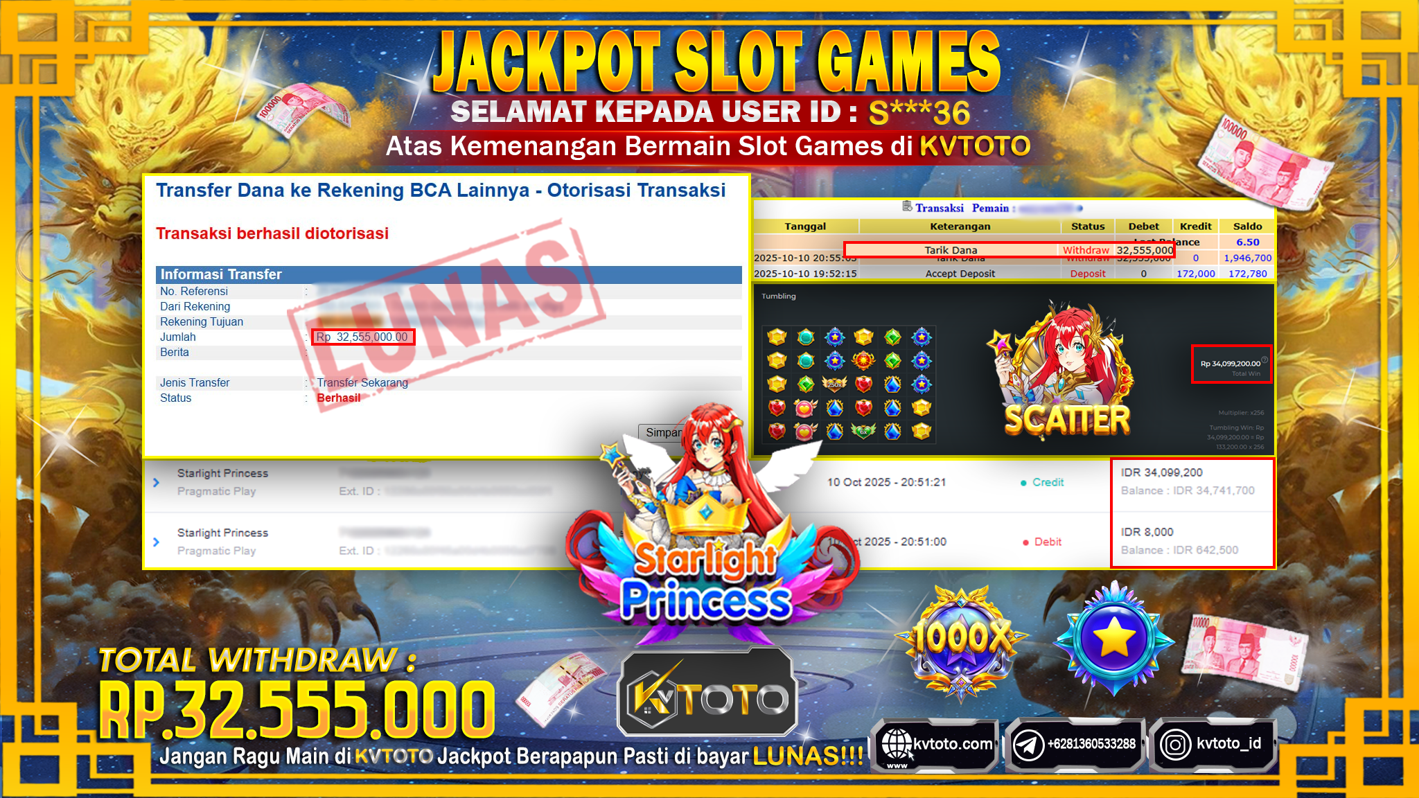✨ JACKPOT Di SLOT STARLIGHT PRINCESS ✨