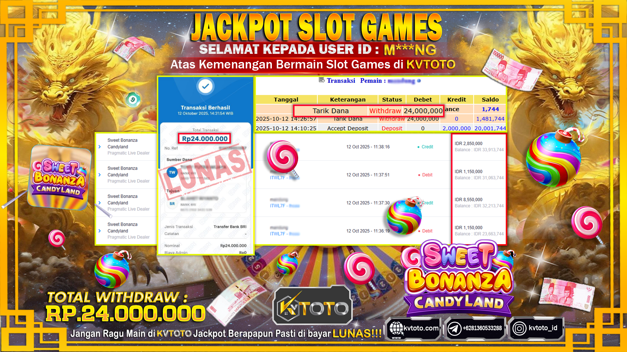✨ JACKPOT Di SWEET BONANZA CANDYLAND✨