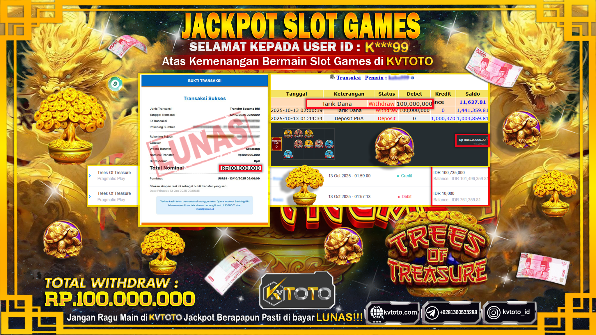 ✨ JACKPOT Di SLOT TREES OF TREASURE✨