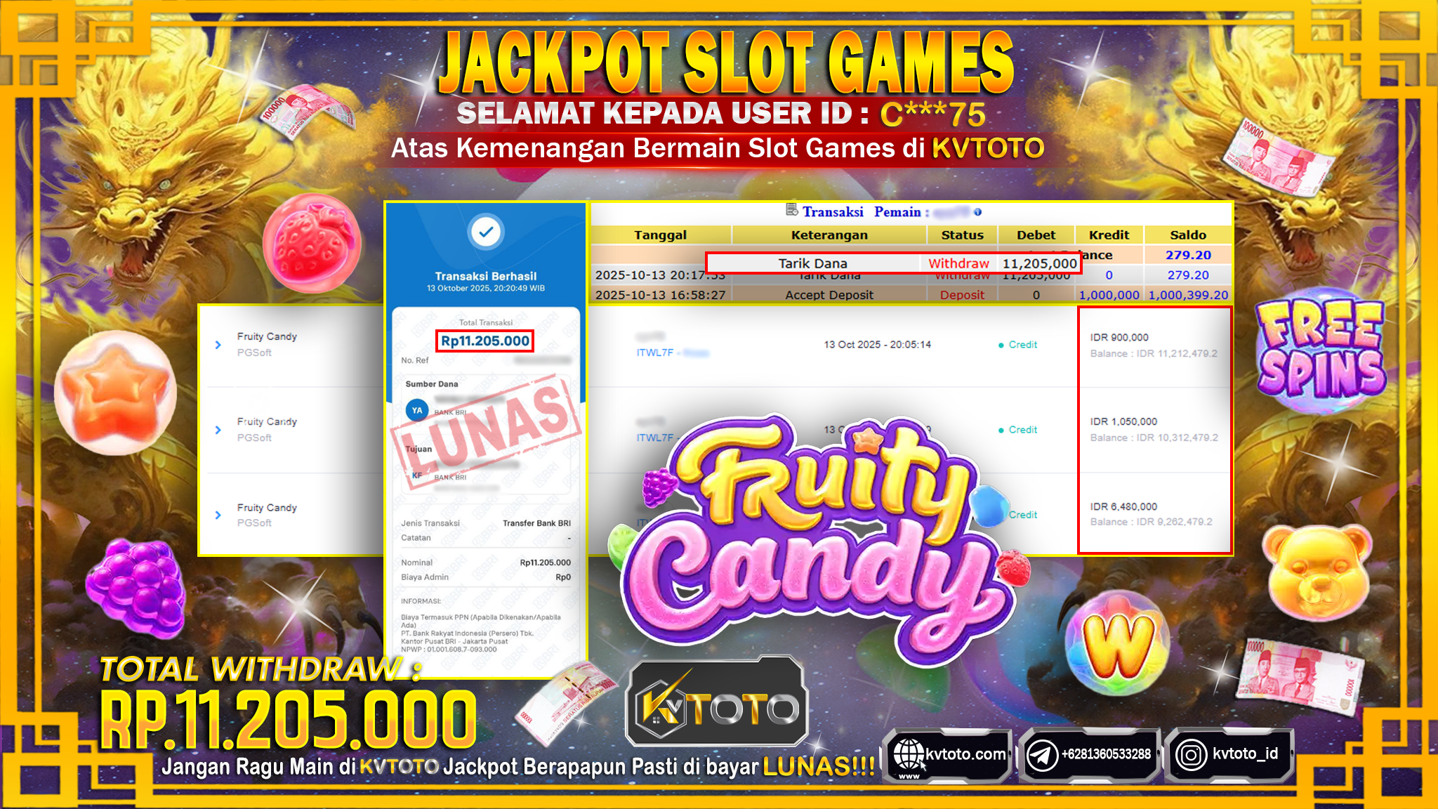 ✨ JACKPOT Di SLOT FRUITY CANDY ✨