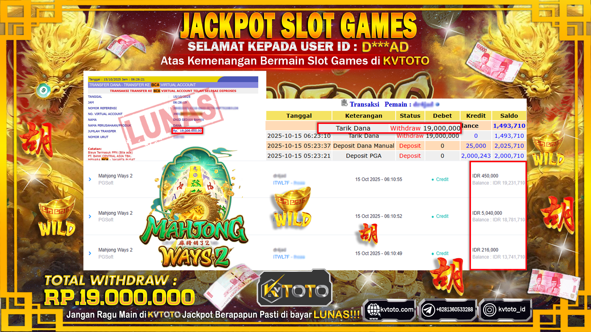 ✨ JACKPOT Di SLOT MAHJONG WAYS 2 ✨