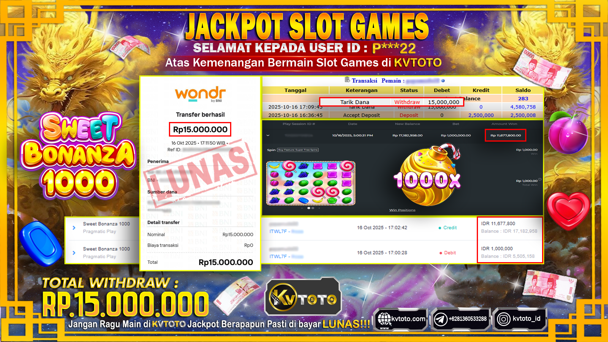 ✨ JACKPOT Di SWEET BONANZA 1000✨