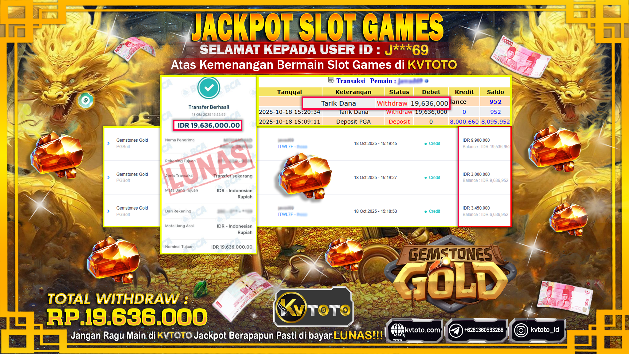 ✨ JACKPOT Di SLOT GEMSTONES GOLD✨