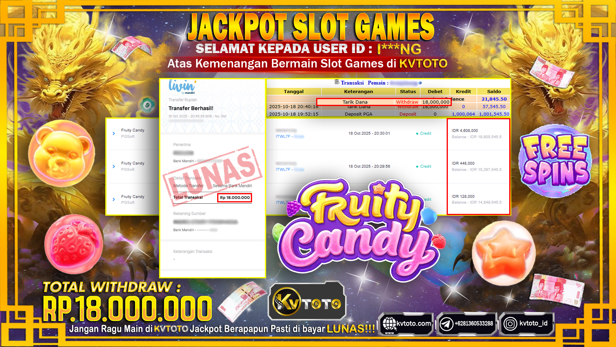 ✨ JACKPOT Di SLOT FRUITY CANDY✨