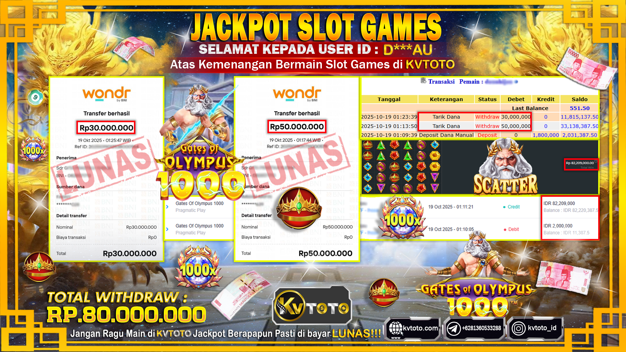 ✨ JACKPOT Di SLOT GATES OF OLYMPUS 1000 ✨