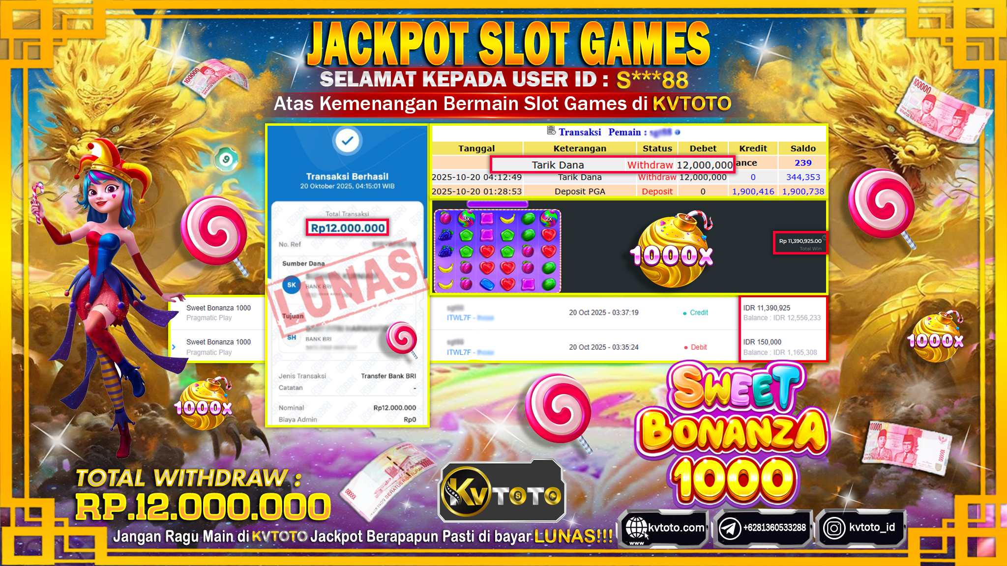 ✨ JACKPOT Di SLOT SWEET BONANZA 1000✨