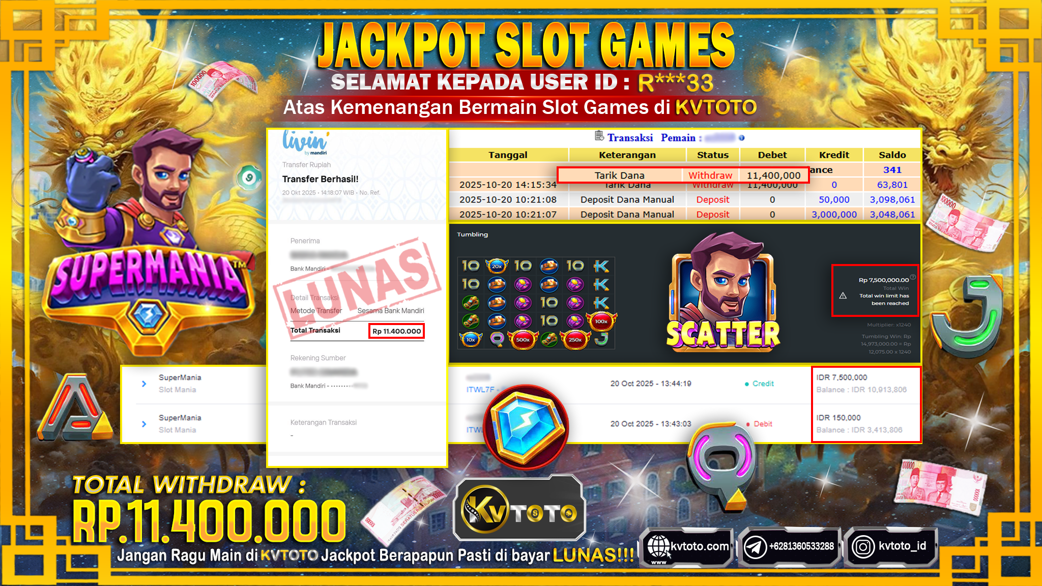 ✨ JACKPOT Di SLOT SUPERMANIA ✨