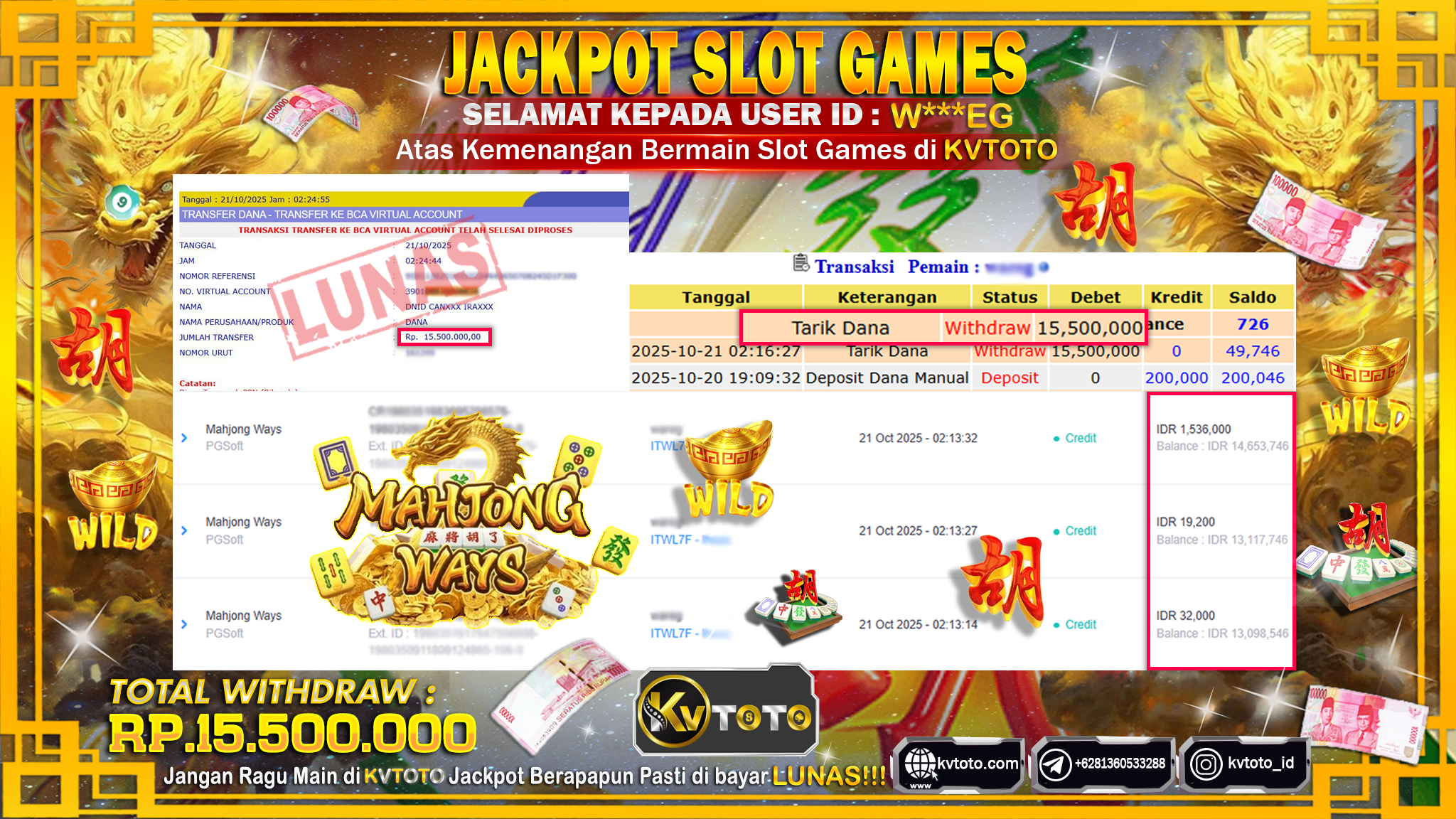 ✨ JACKPOT Di SLOT MAHJONG WAYS ✨