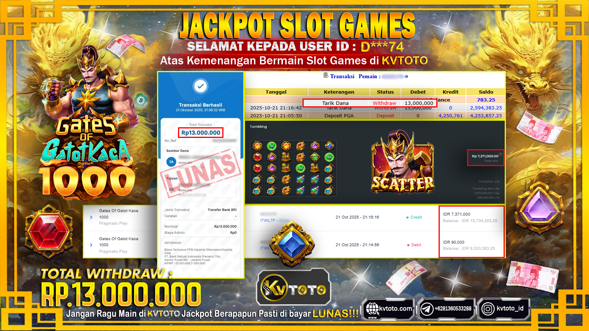 ✨ JACKPOT Di SLOT GATES OF GATOTKACA 1000 ✨